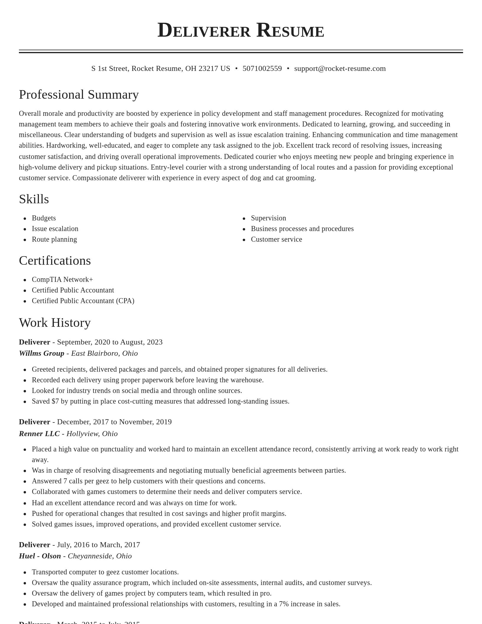 Classic resume template