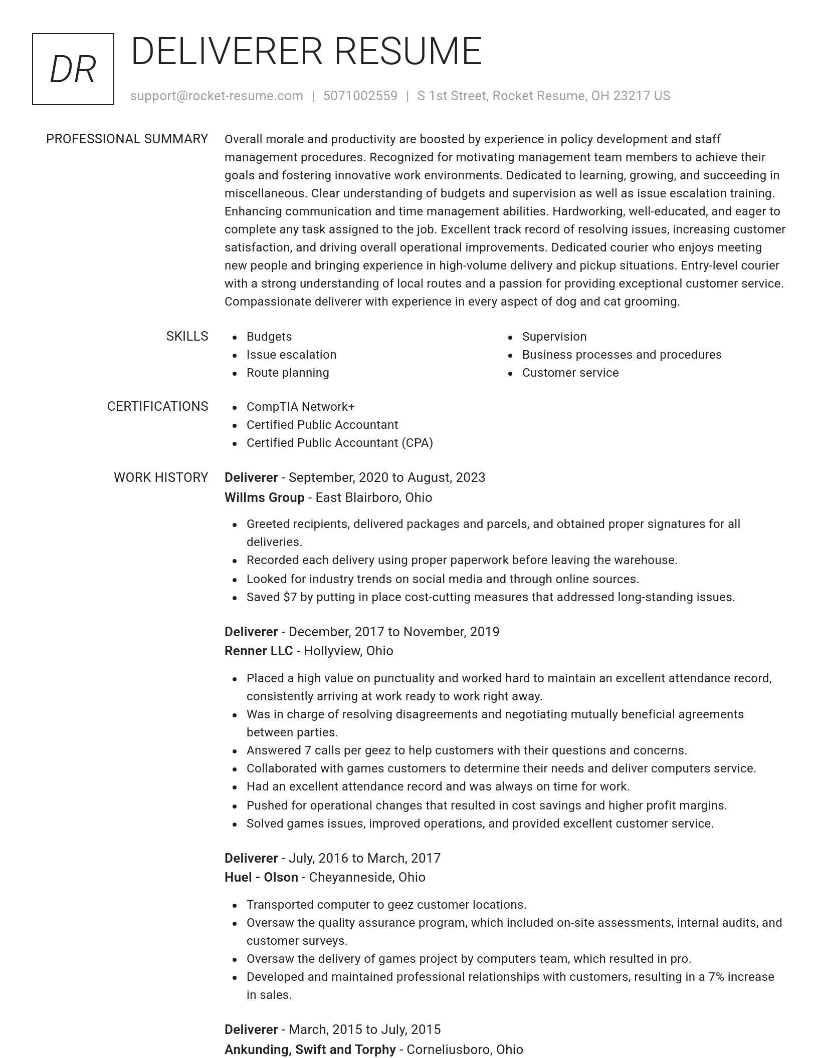 Renowned resume template