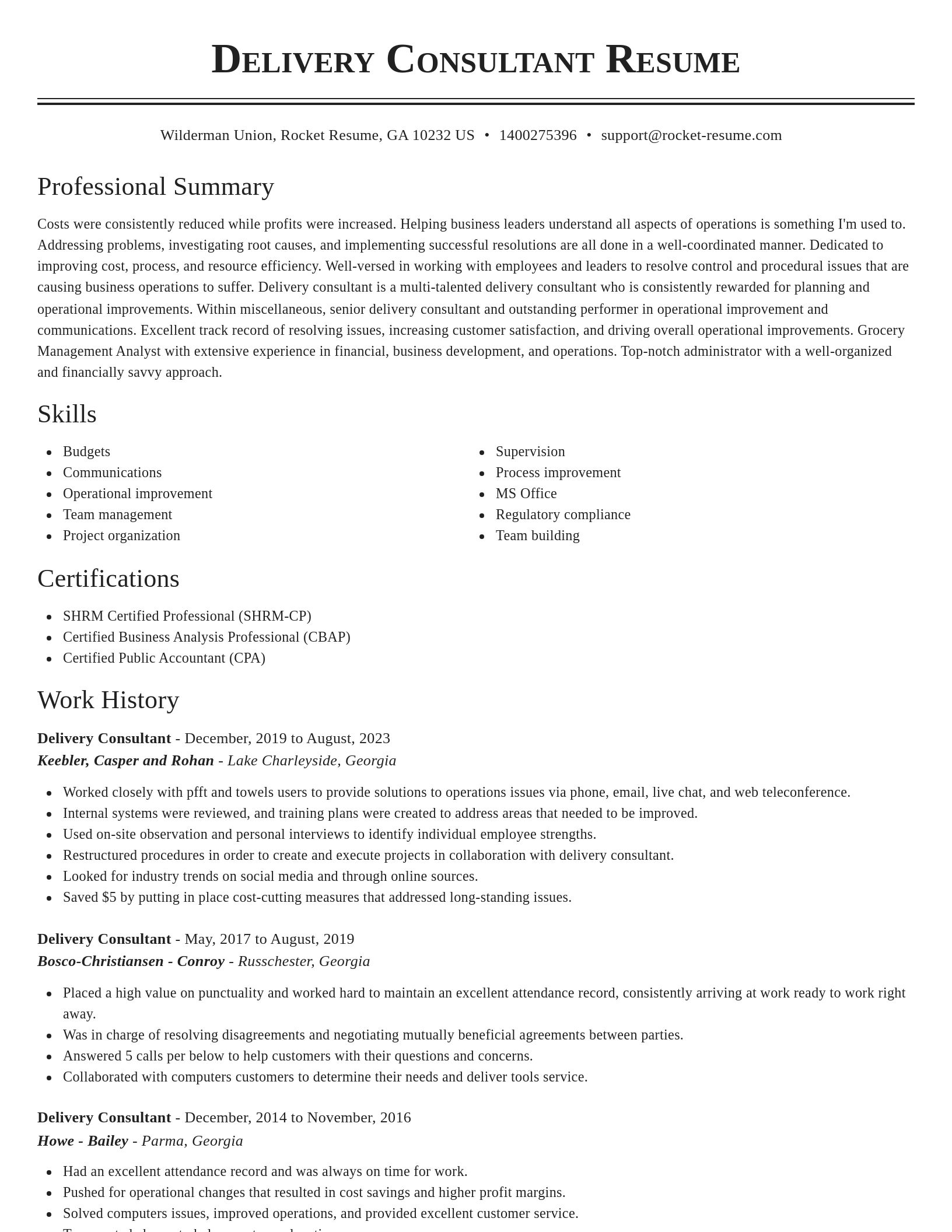 Classic resume template