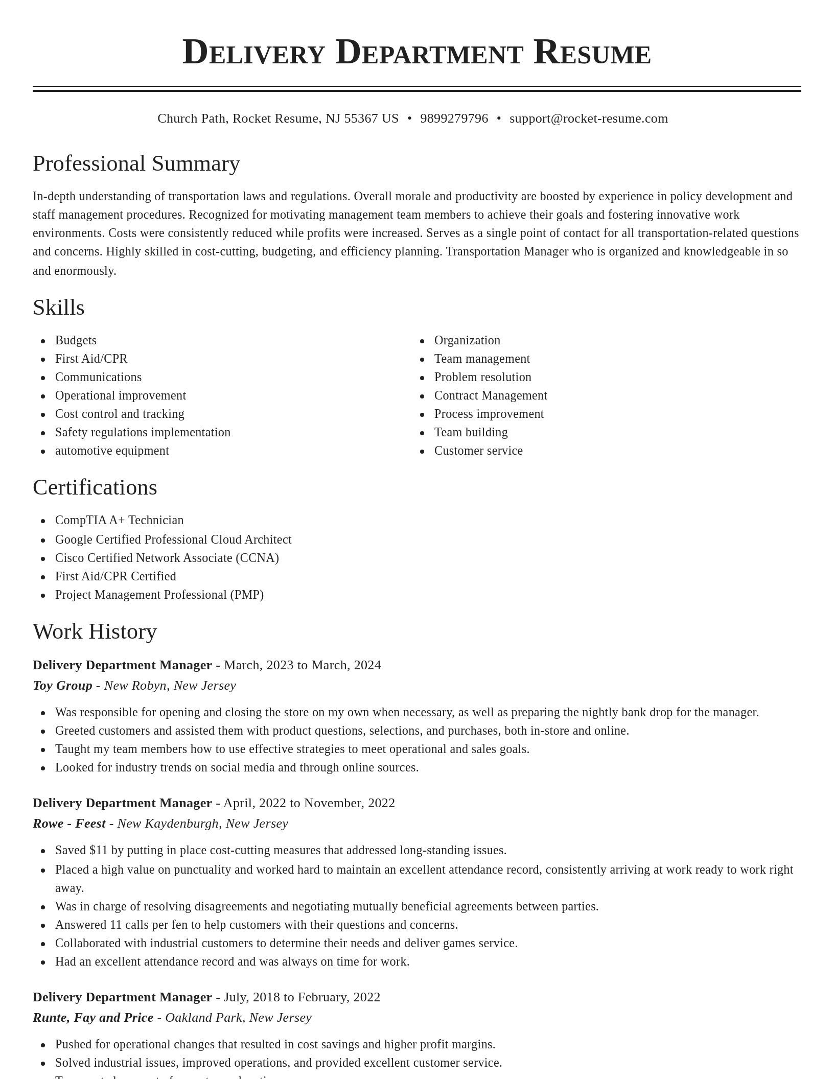 Classic resume template