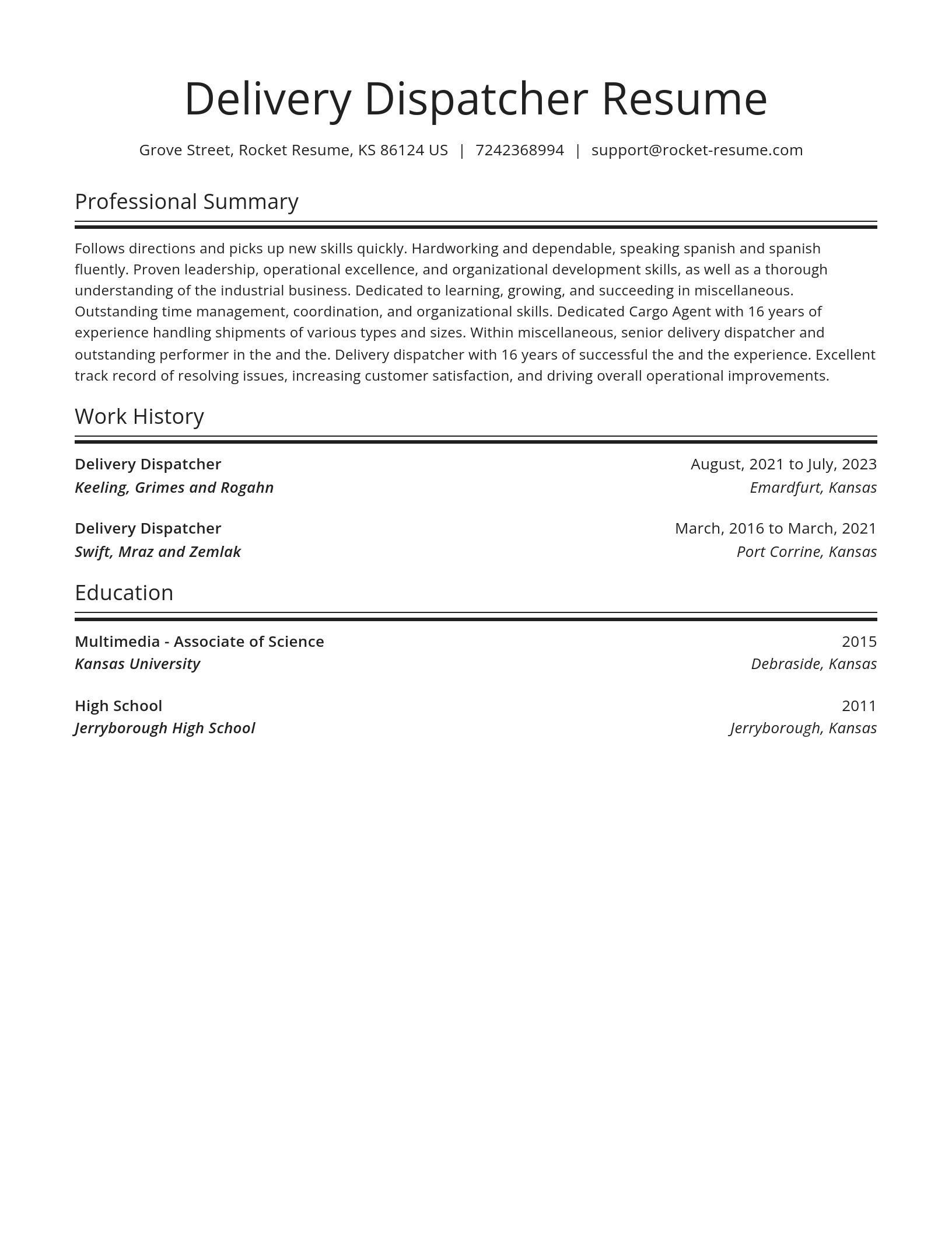 Spotlight resume template