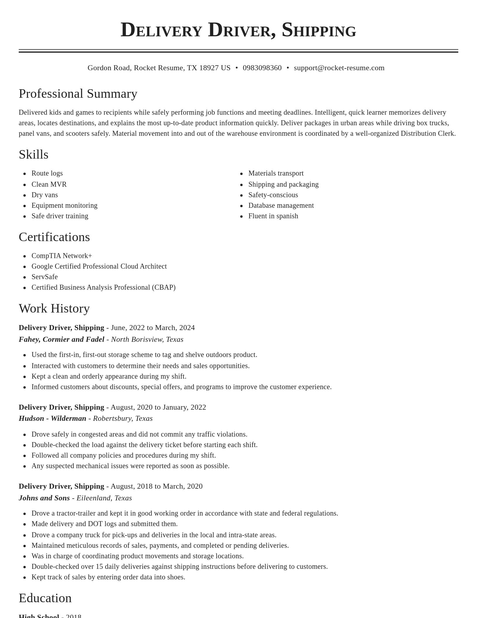 Classic resume template
