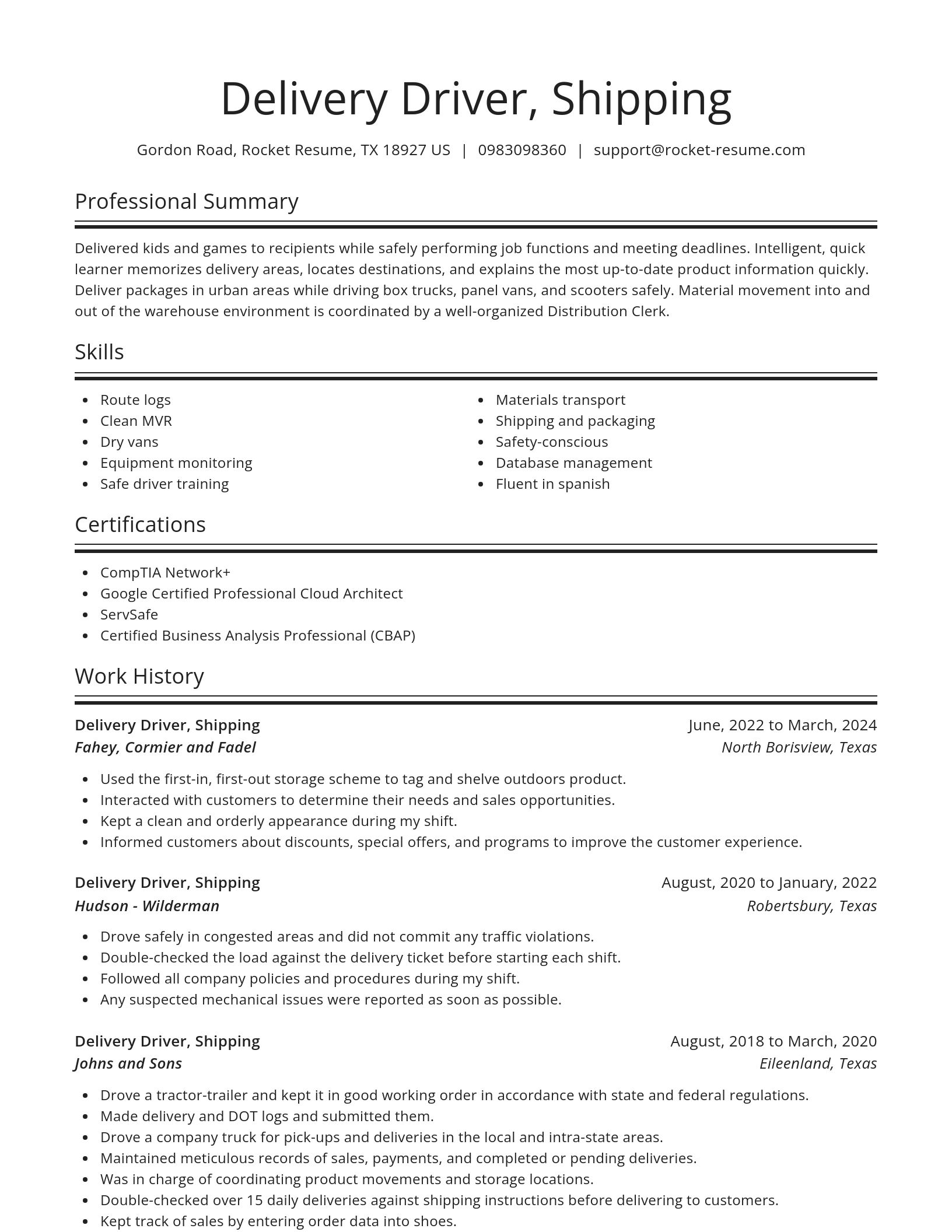 Spotlight resume template