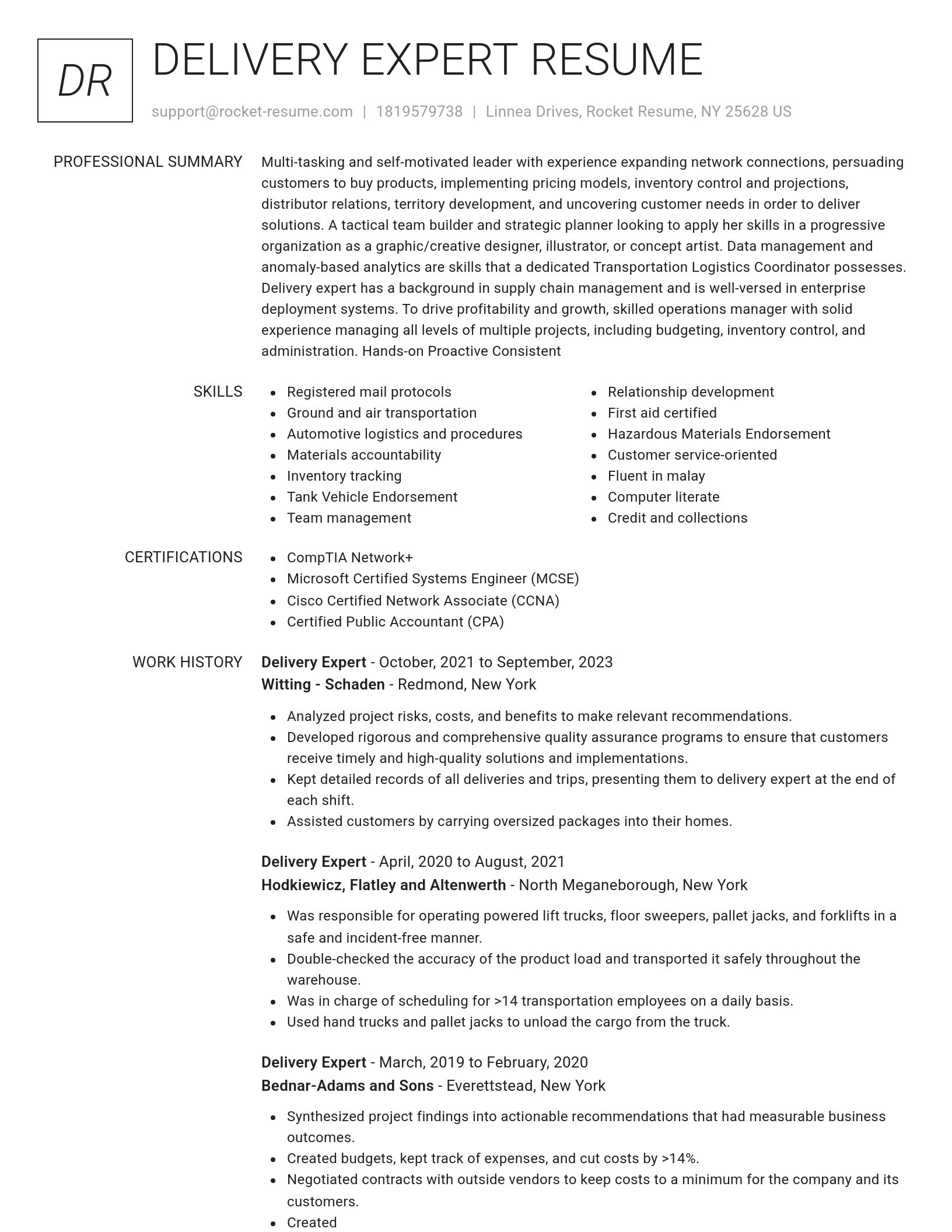 Renowned resume template