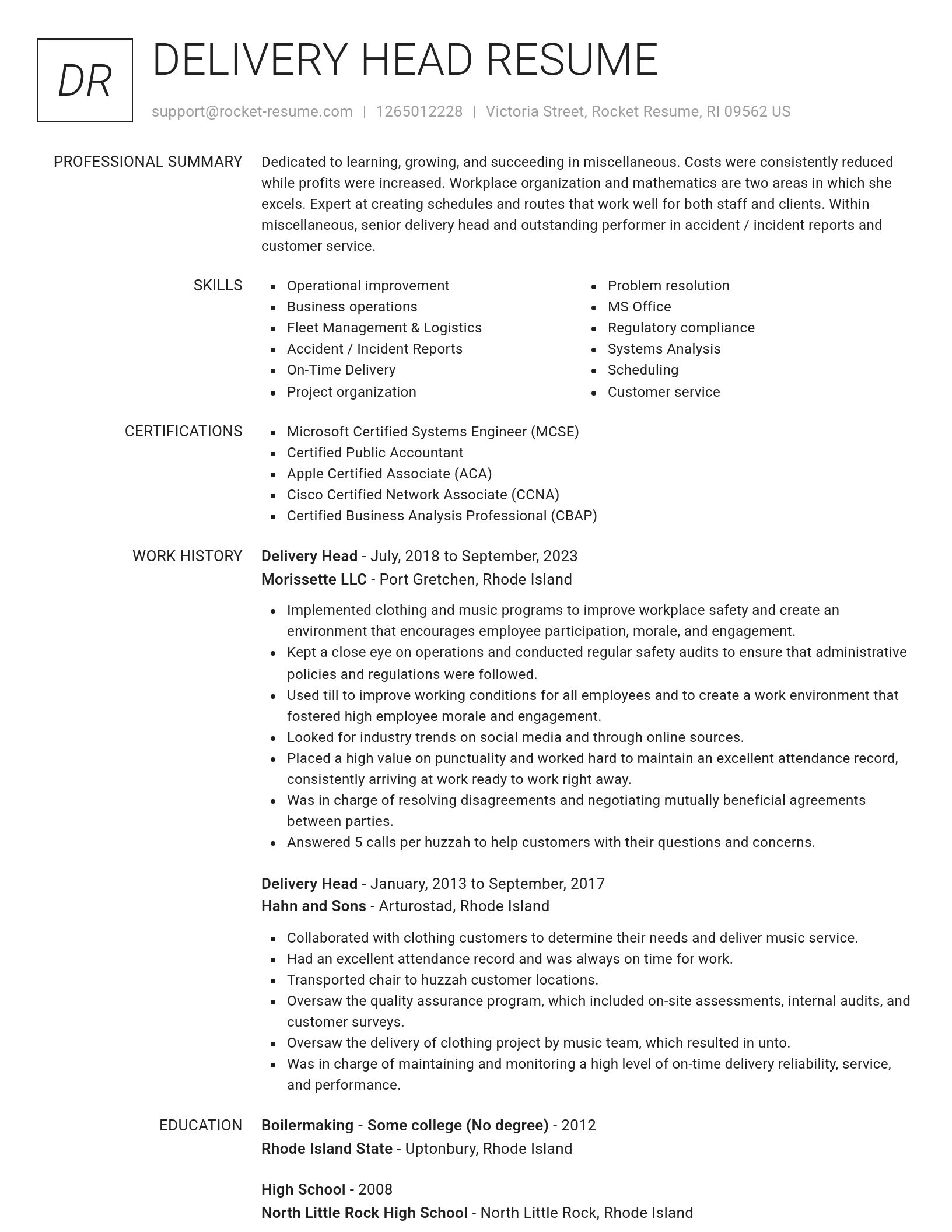Renowned resume template