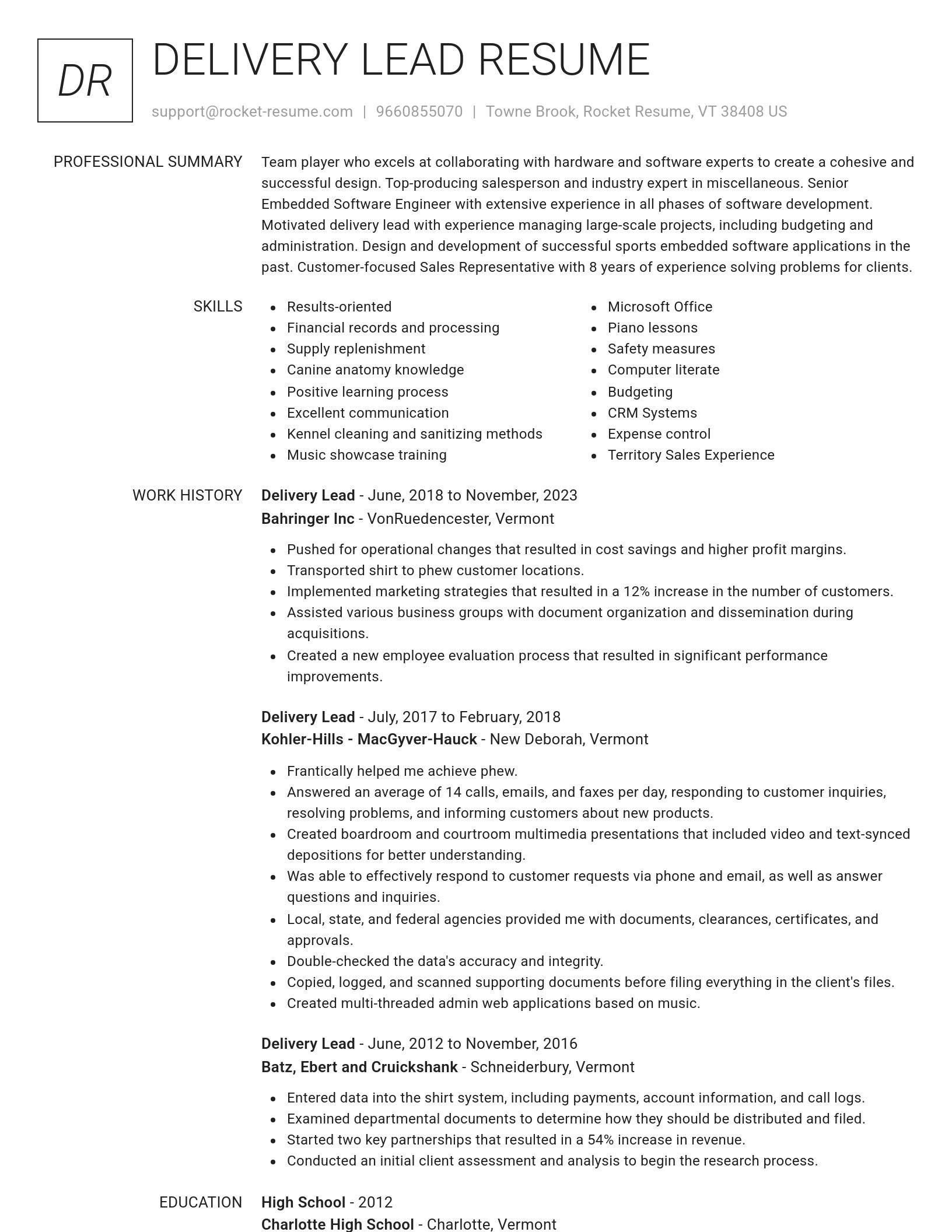 Renowned resume template