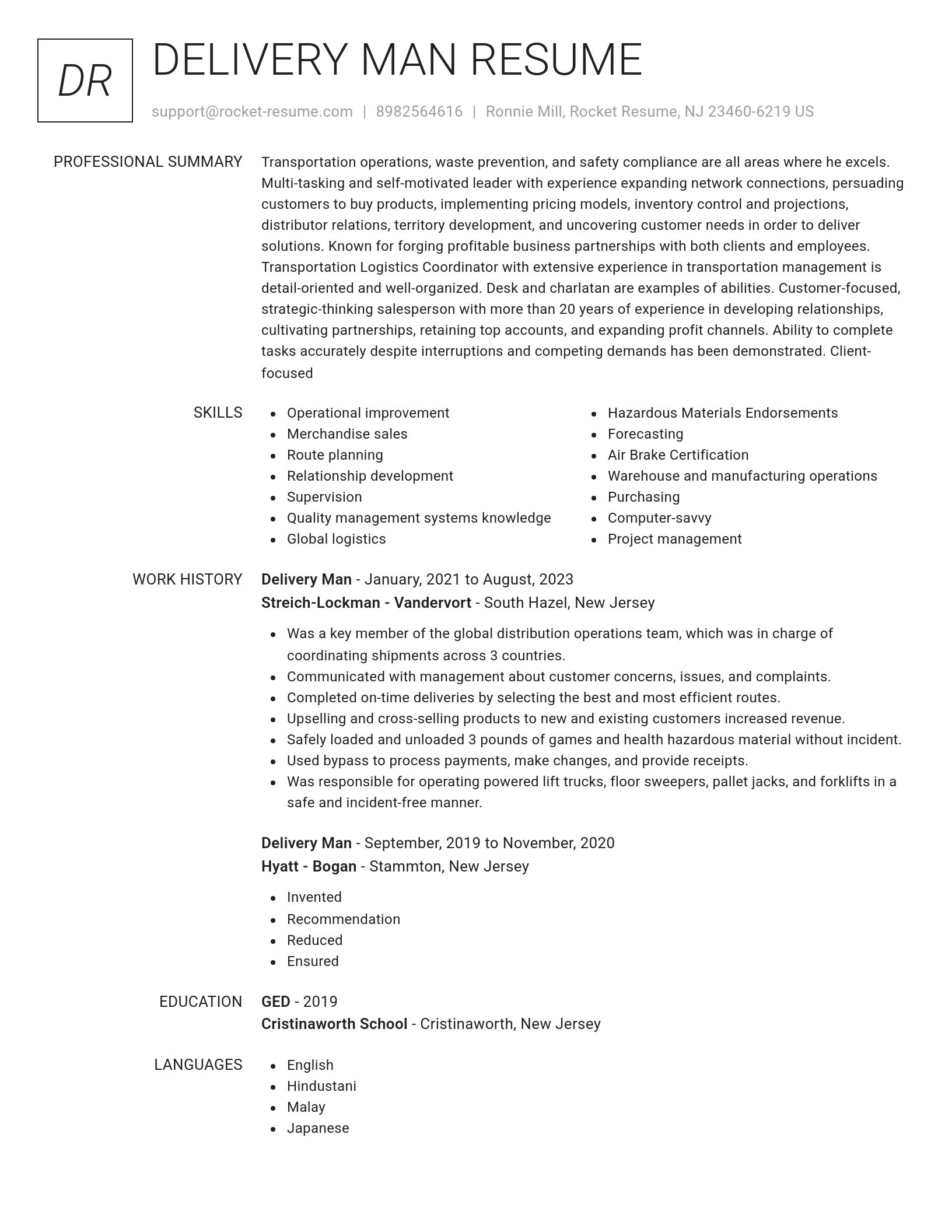 Renowned resume template