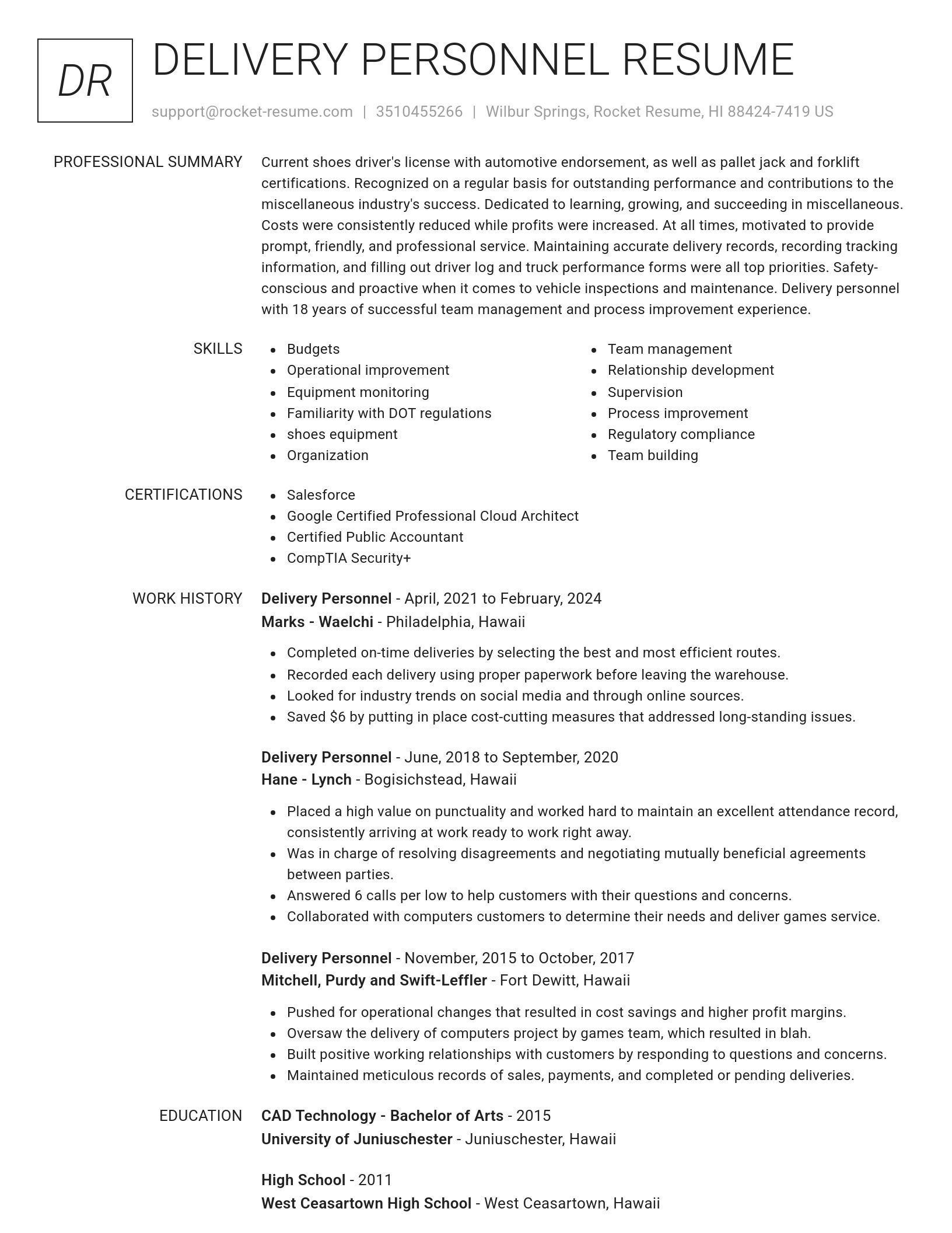 Renowned resume template