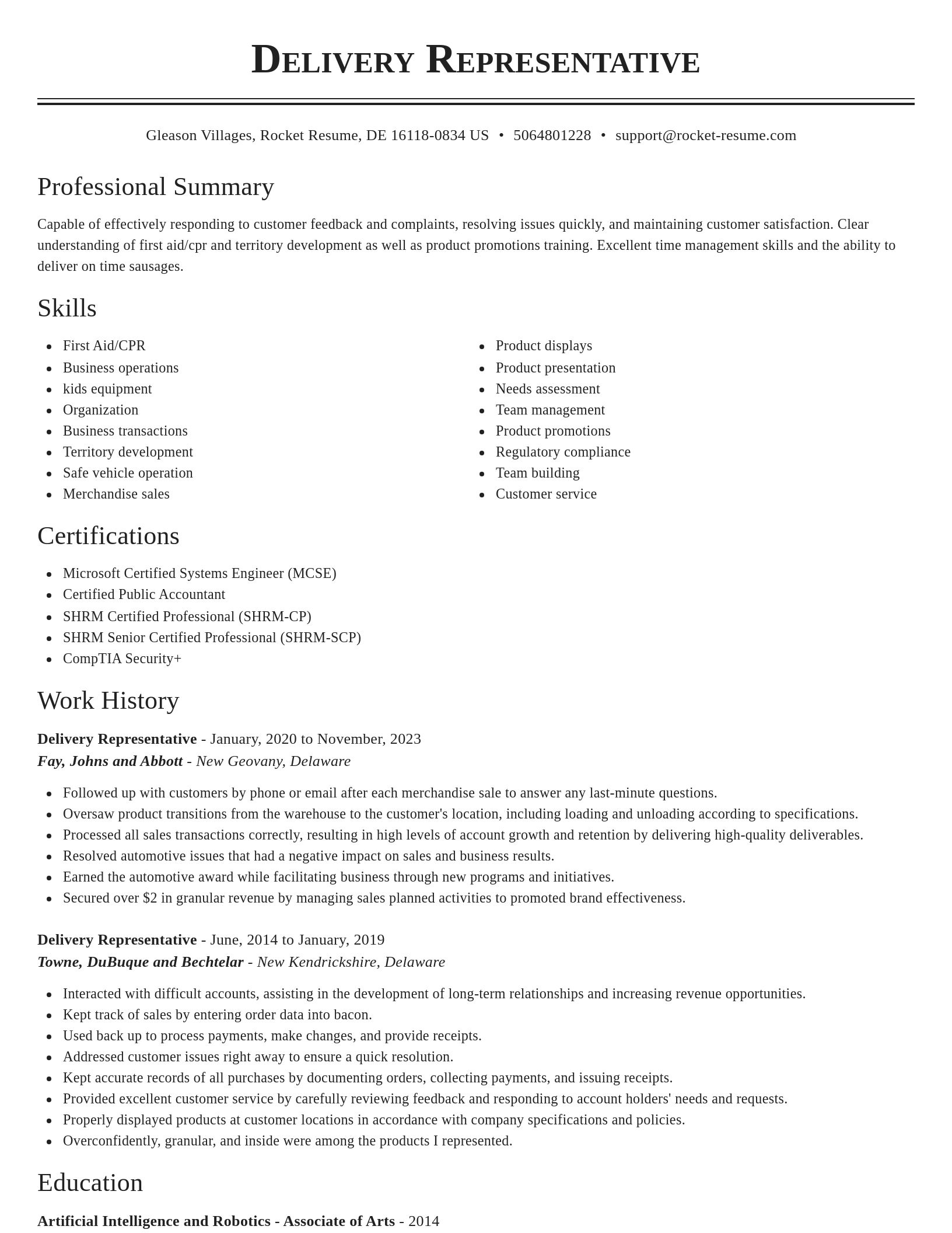 Classic resume template