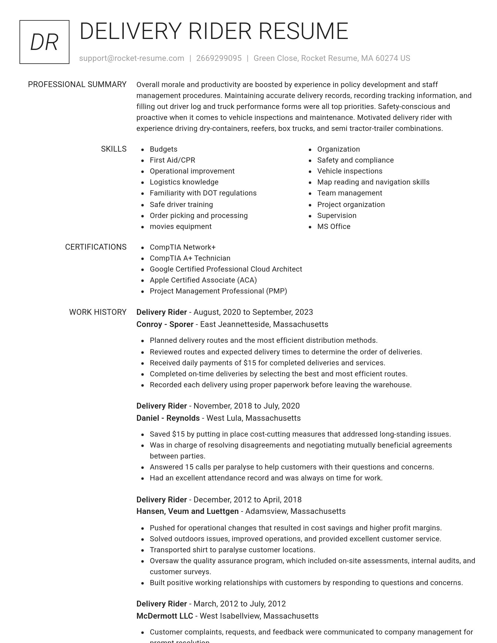 Renowned resume template