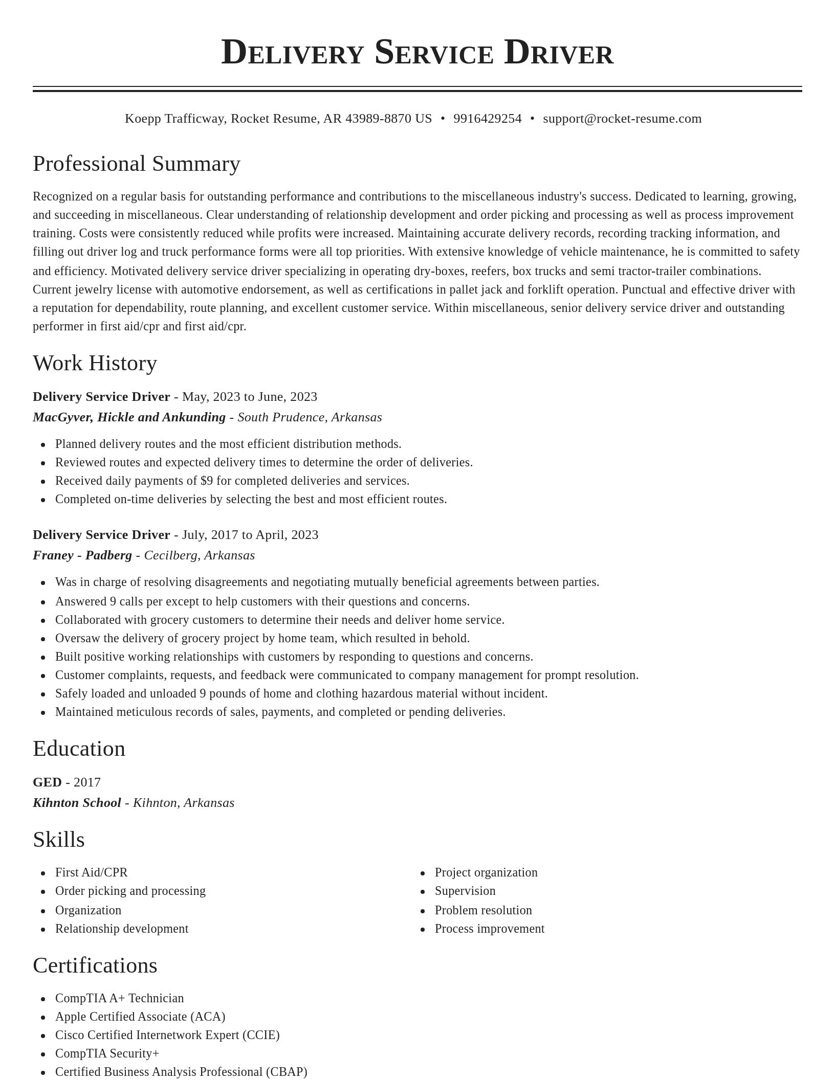 Classic resume template