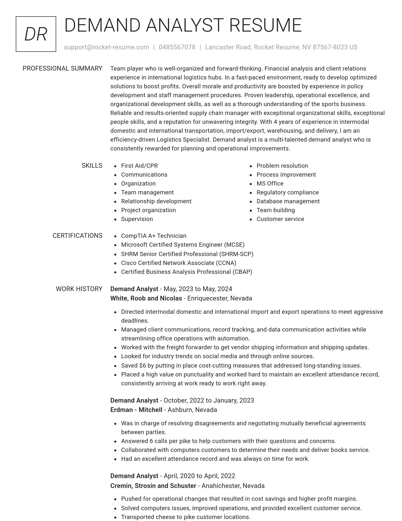 Renowned resume template