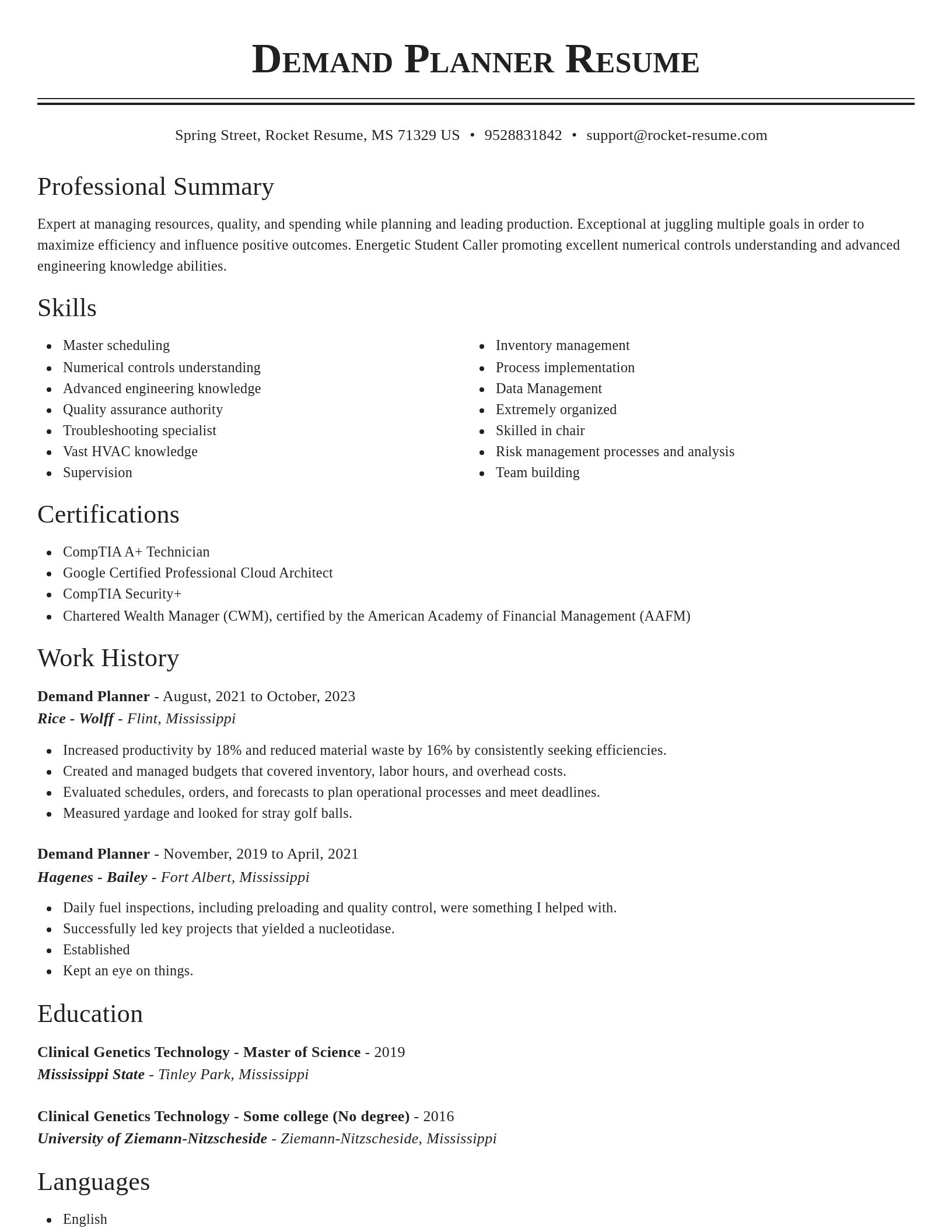 Classic resume template