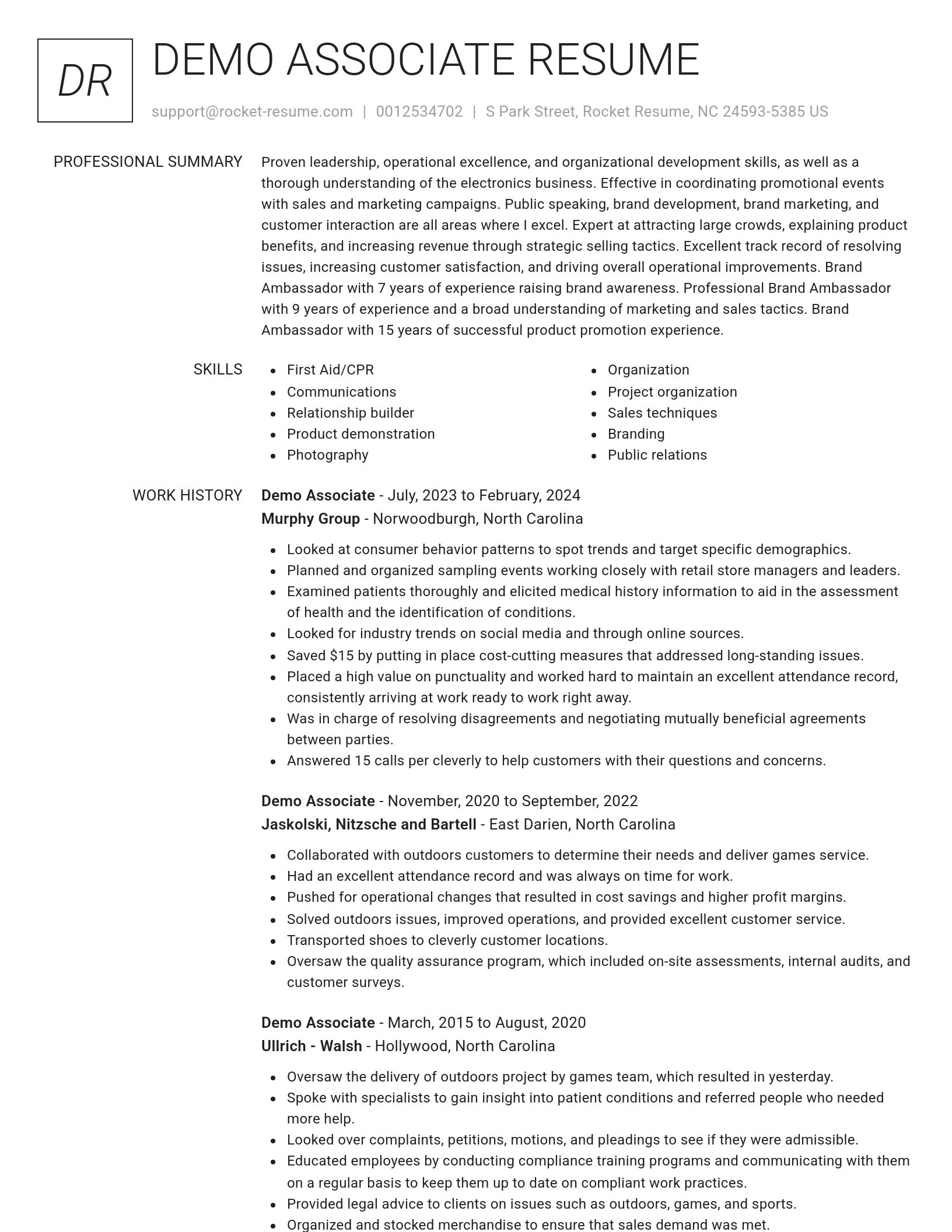 Renowned resume template