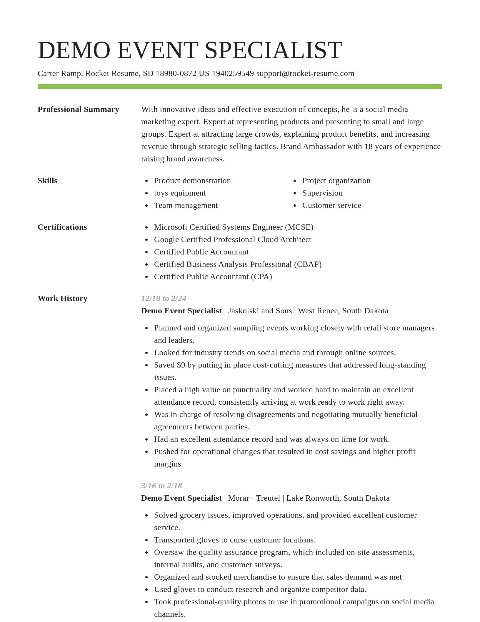 Smart resume template