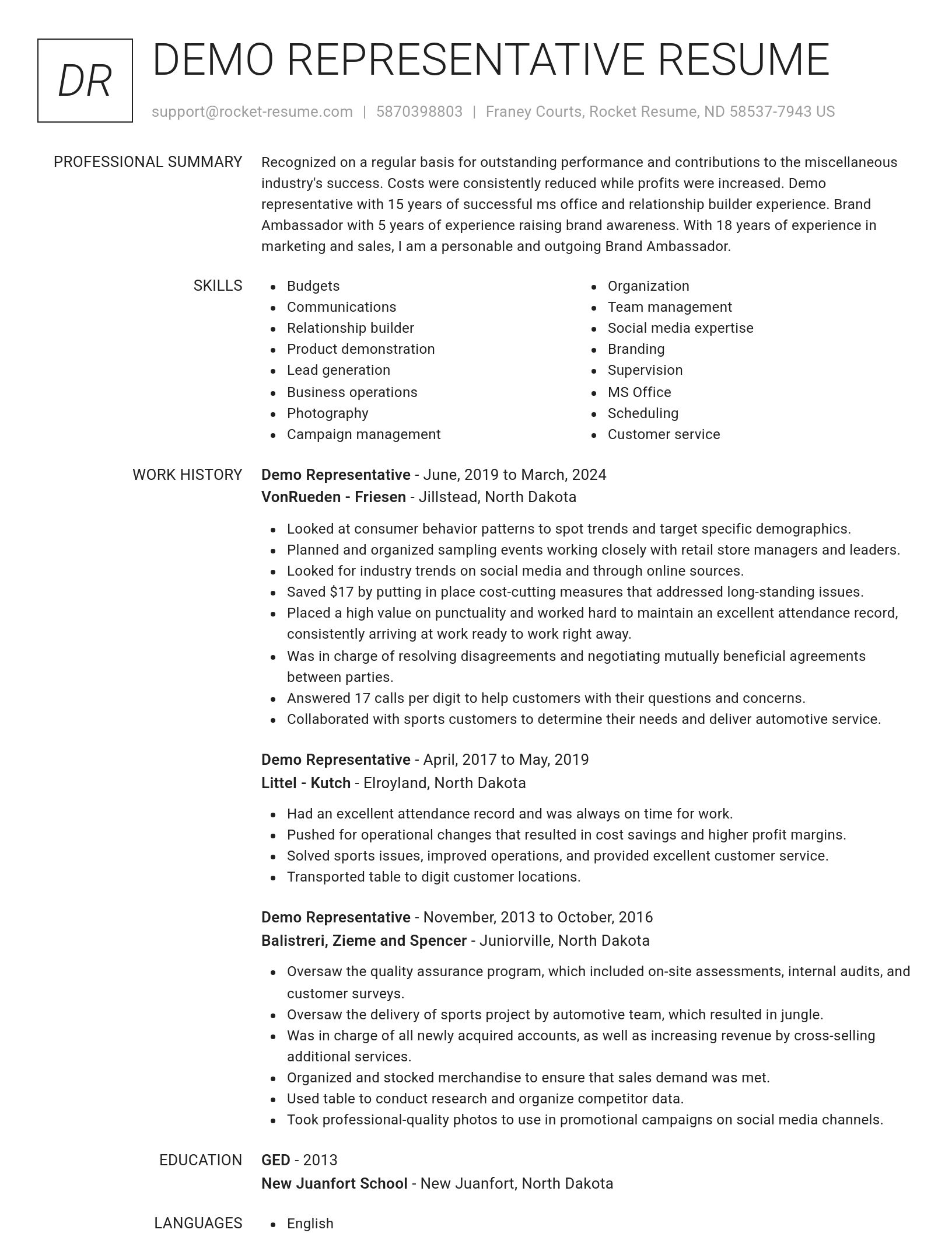 Renowned resume template