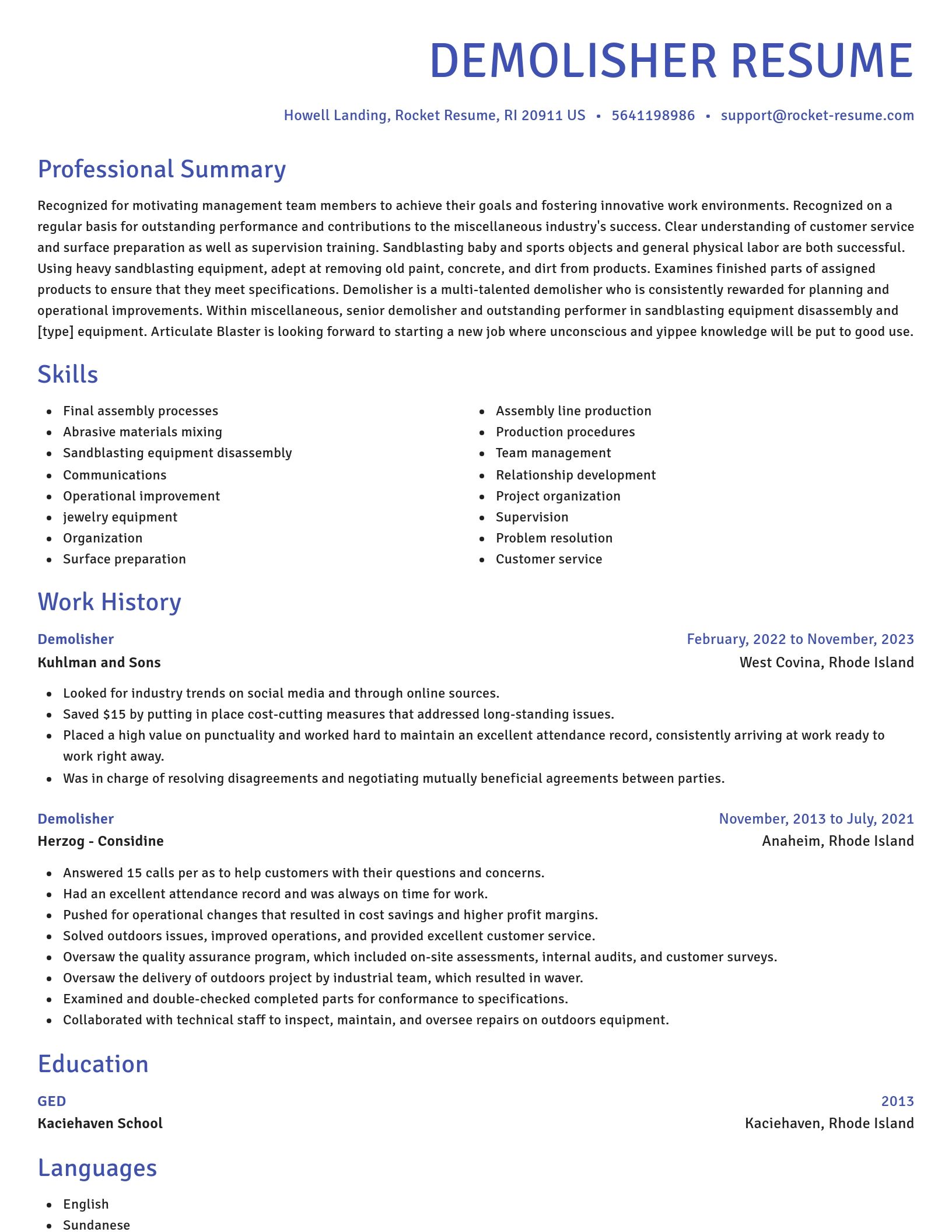 Novel resume template