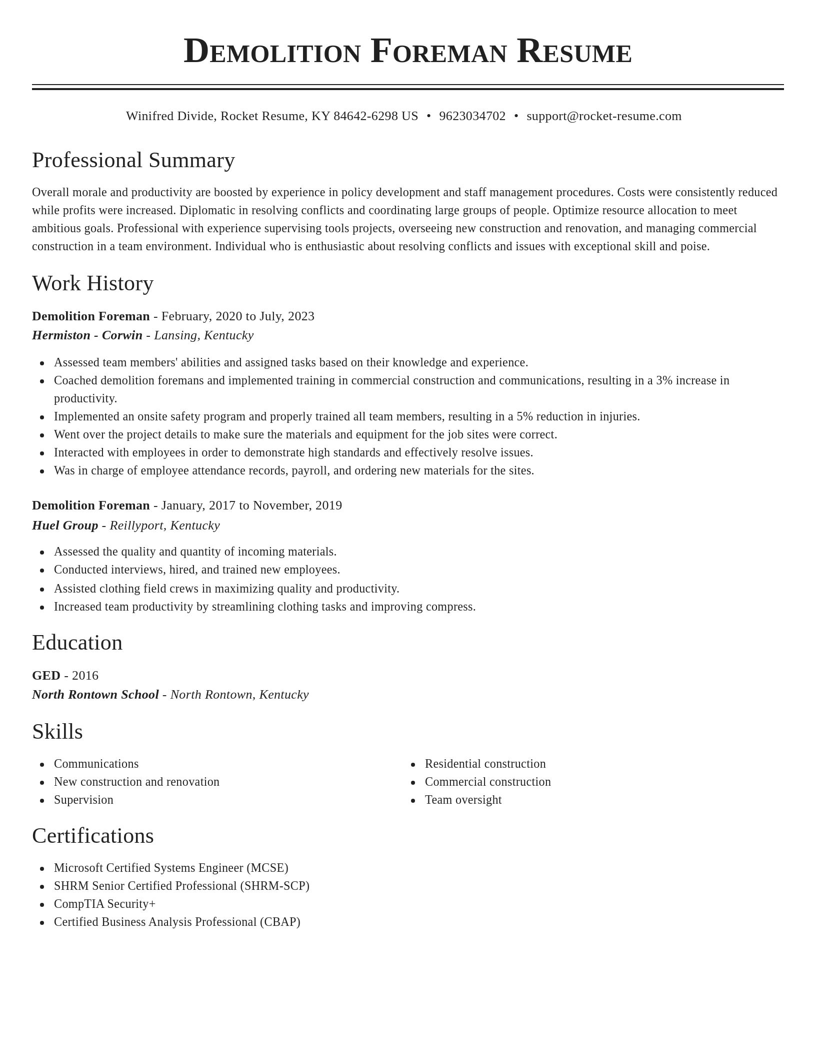 Classic resume template