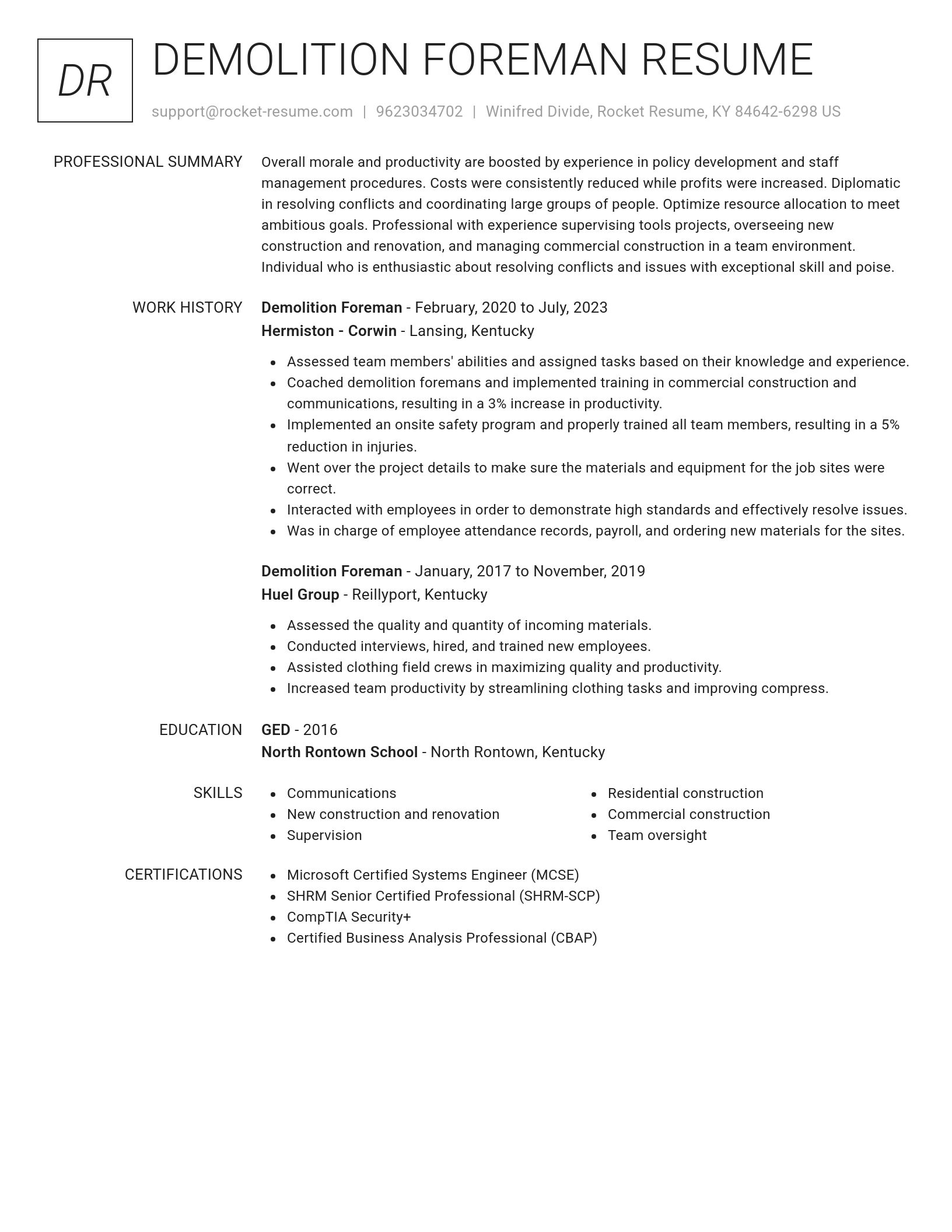 Renowned resume template