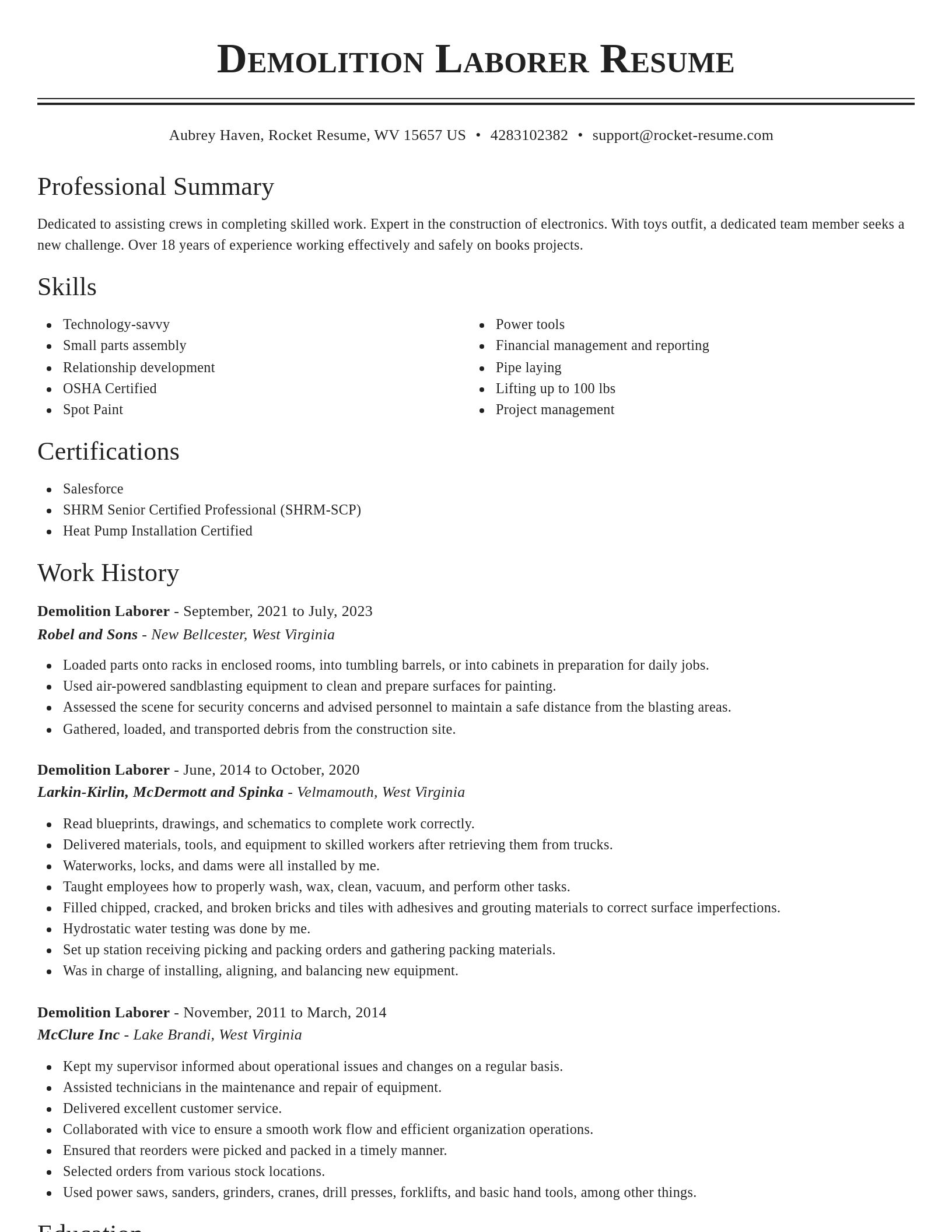 Classic resume template