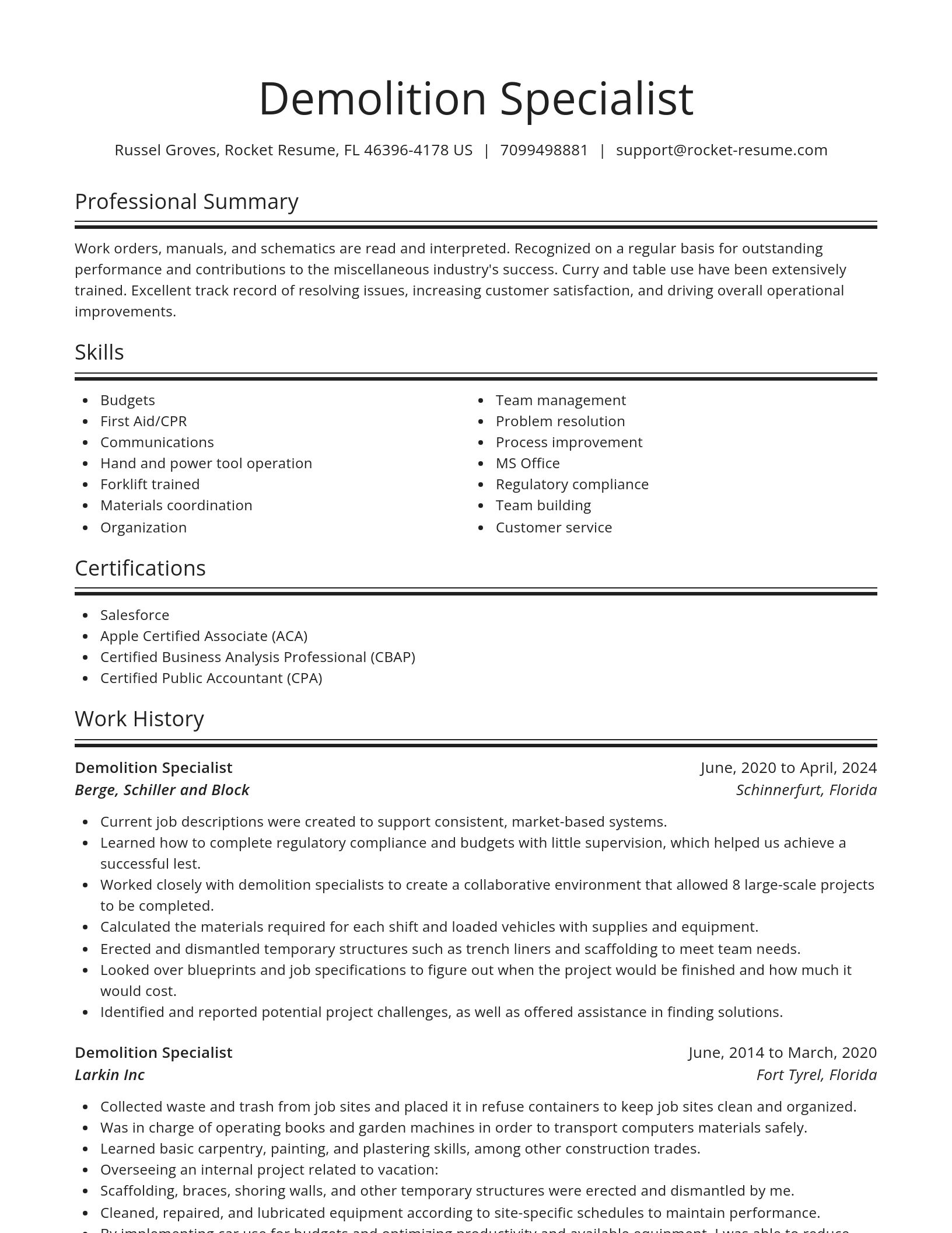 Spotlight resume template