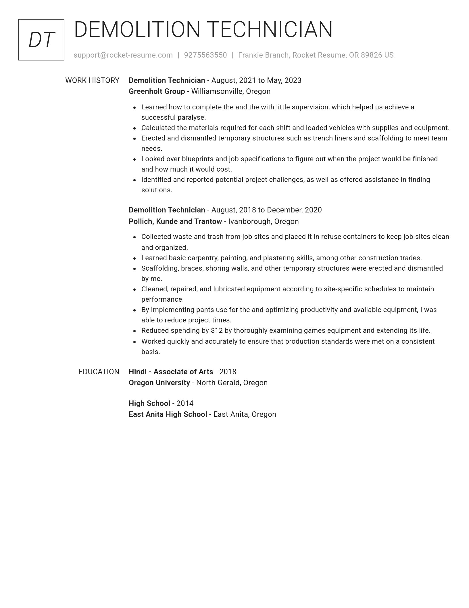 Renowned resume template
