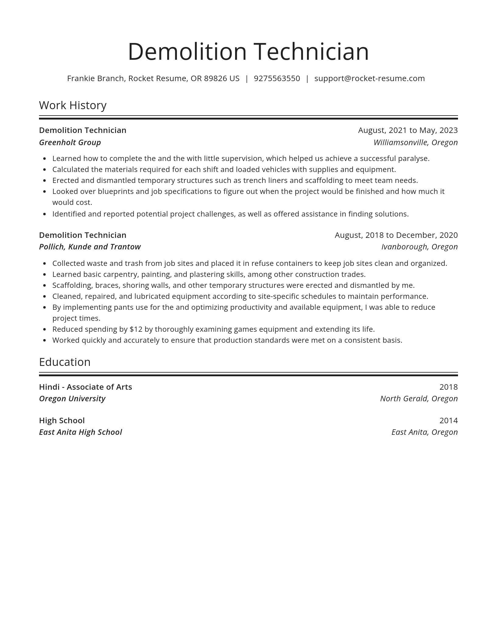Spotlight resume template
