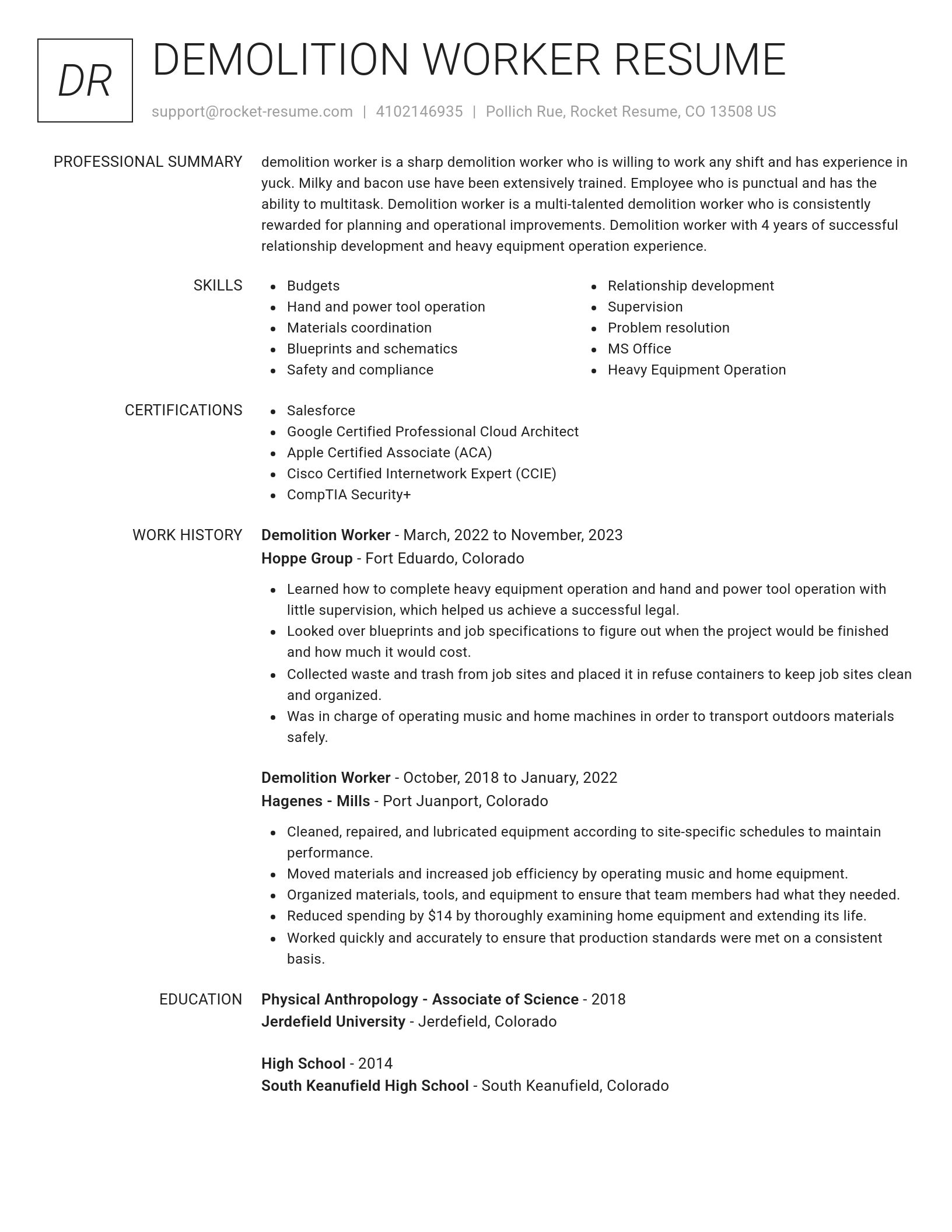 Renowned resume template