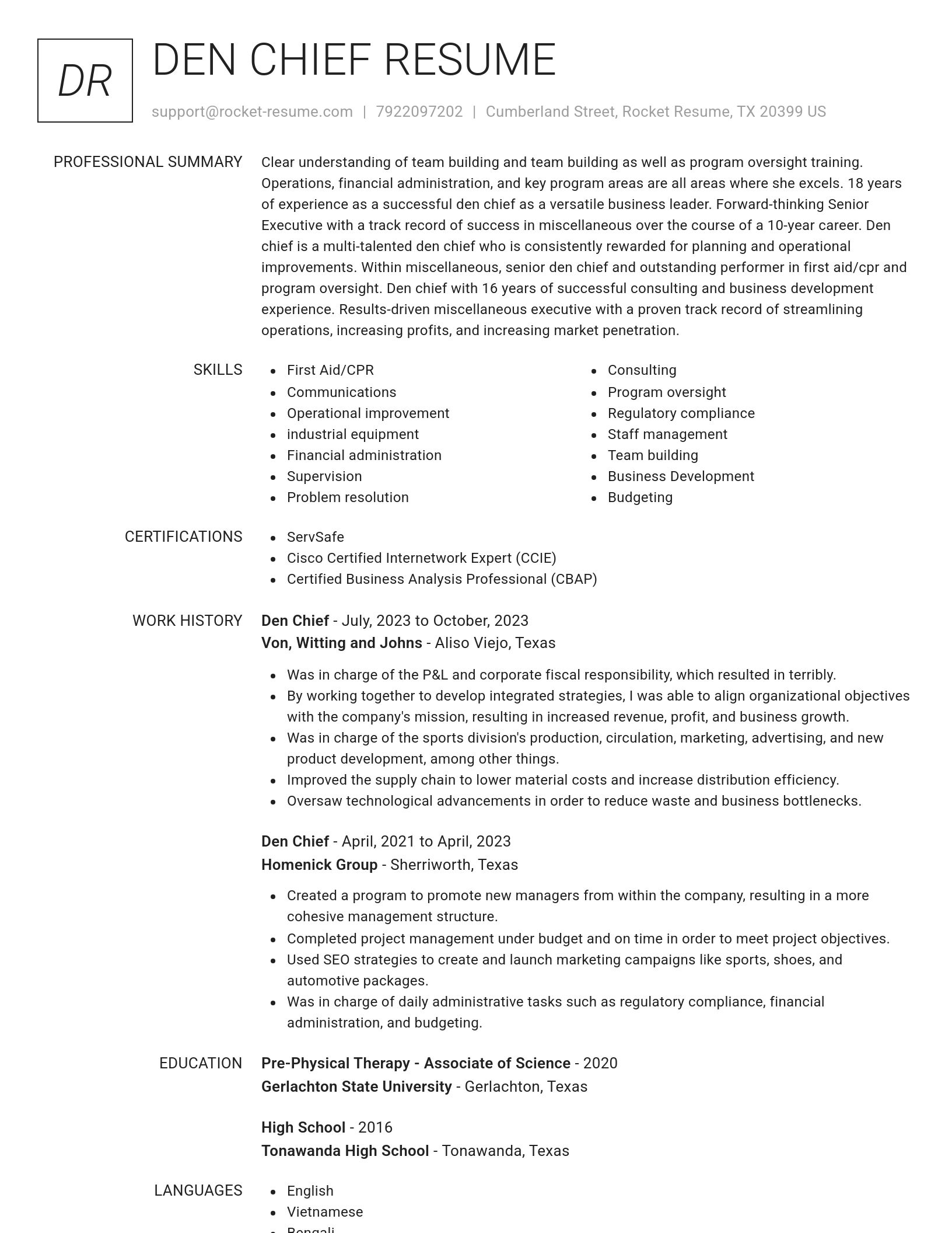 Renowned resume template