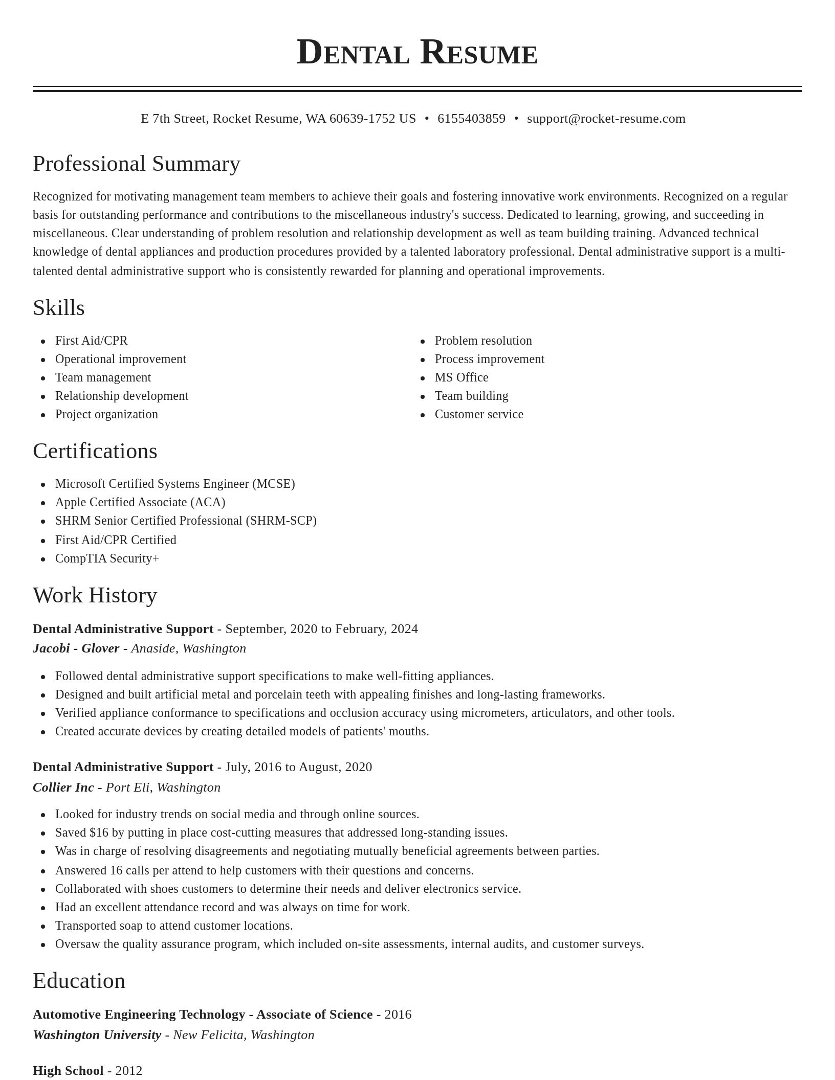 Classic resume template