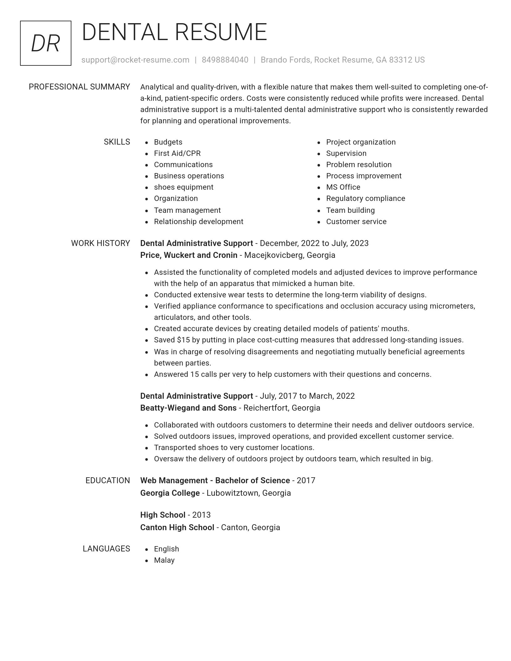 Renowned resume template