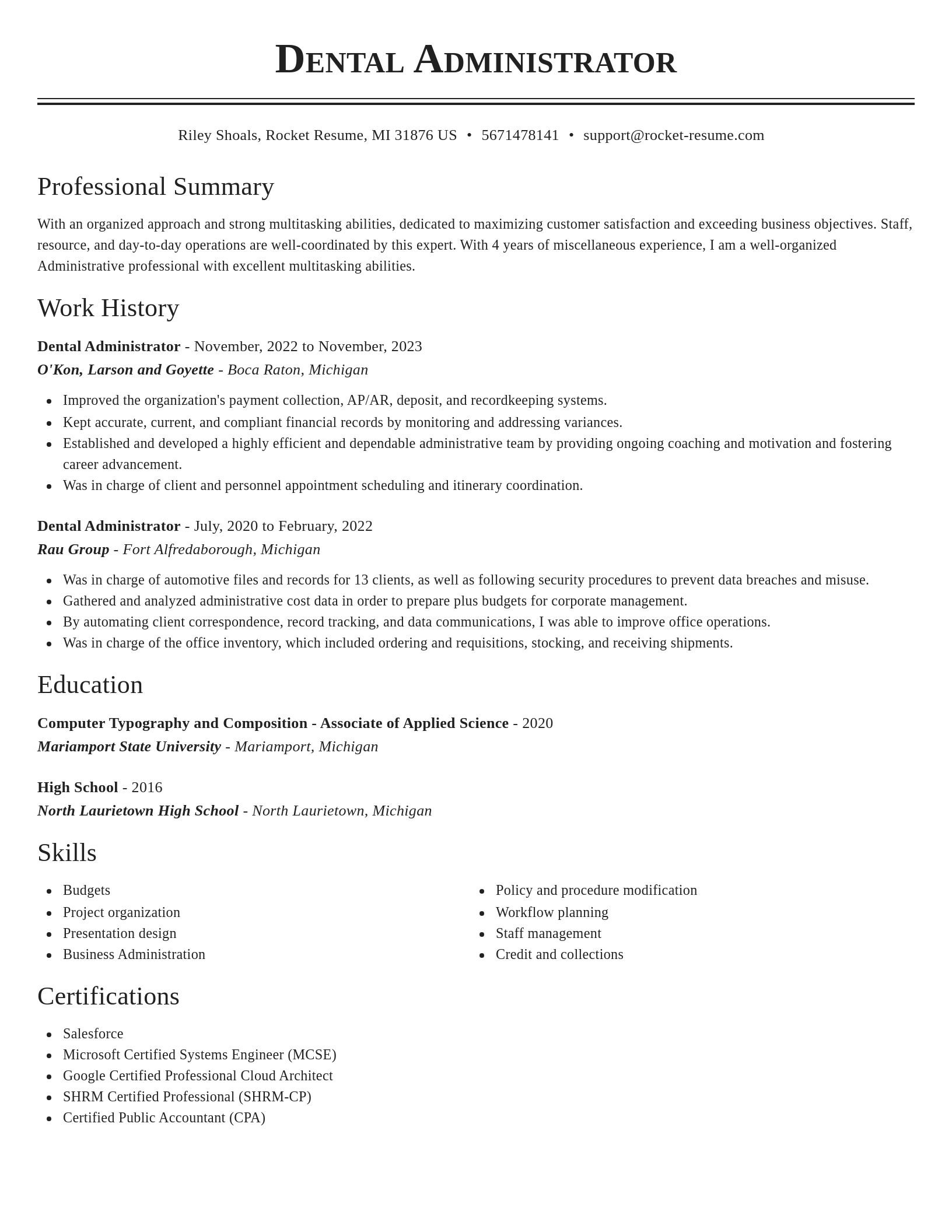 Classic resume template