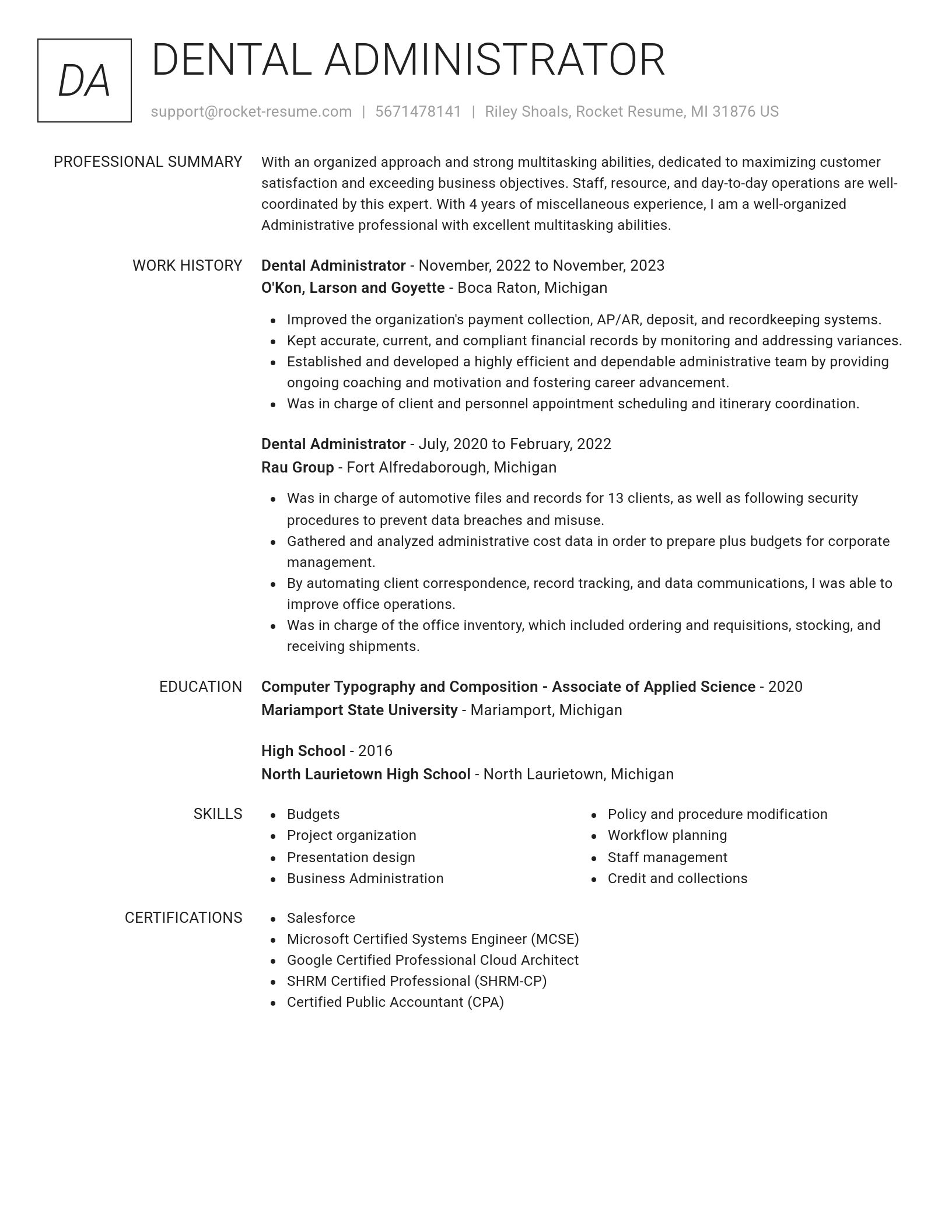 Renowned resume template