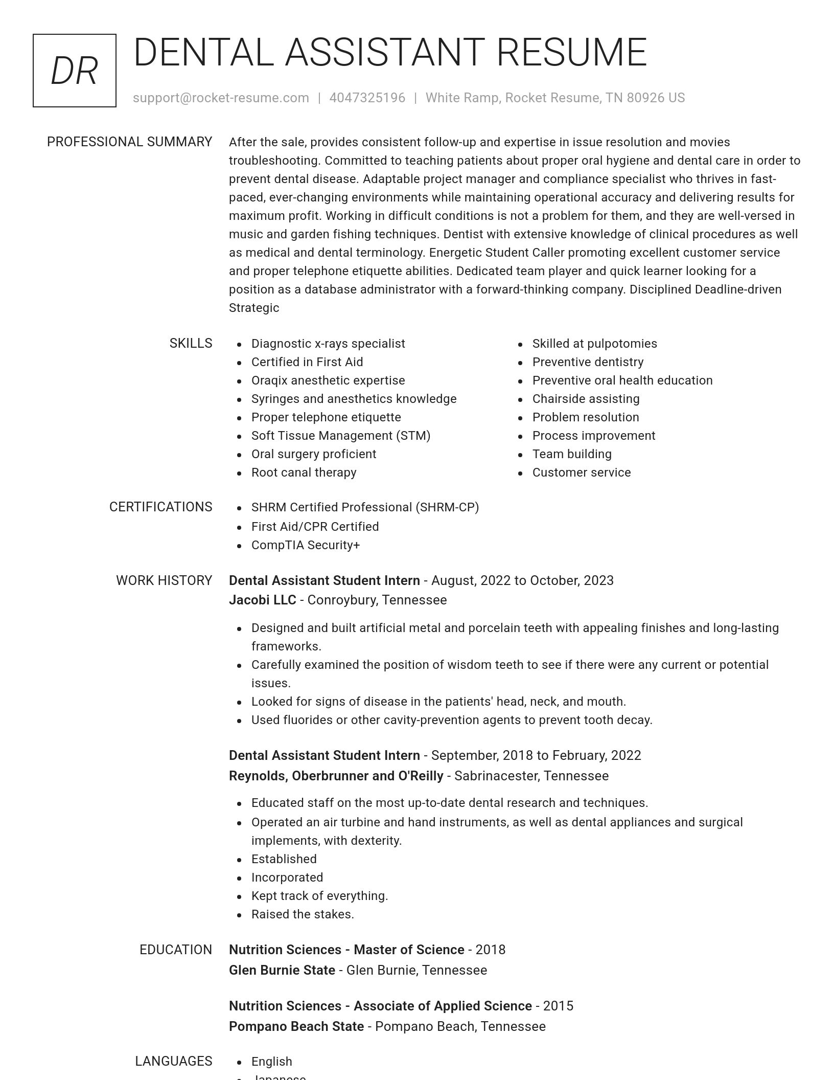 Renowned resume template