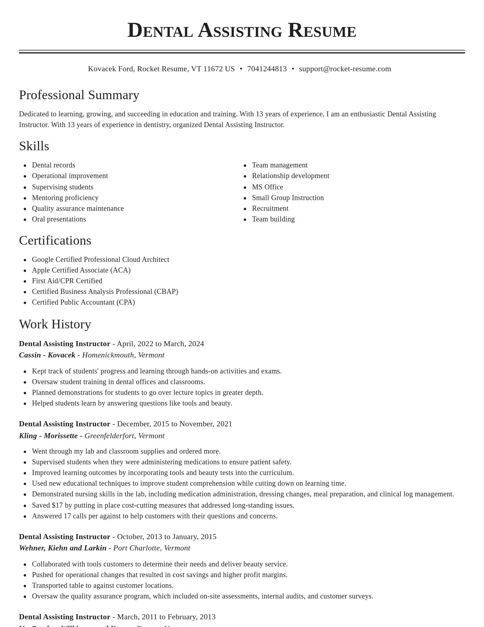 Classic resume template