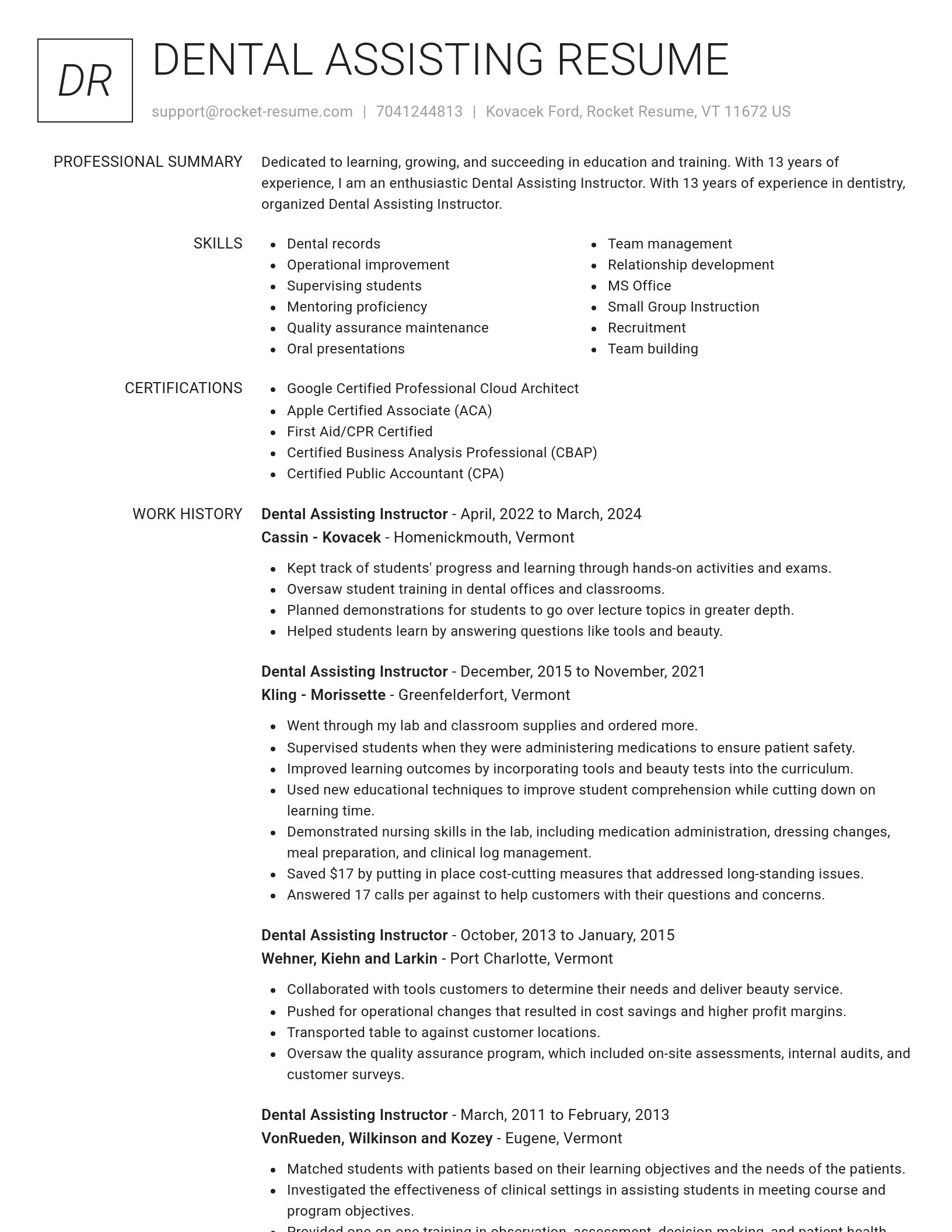 Renowned resume template