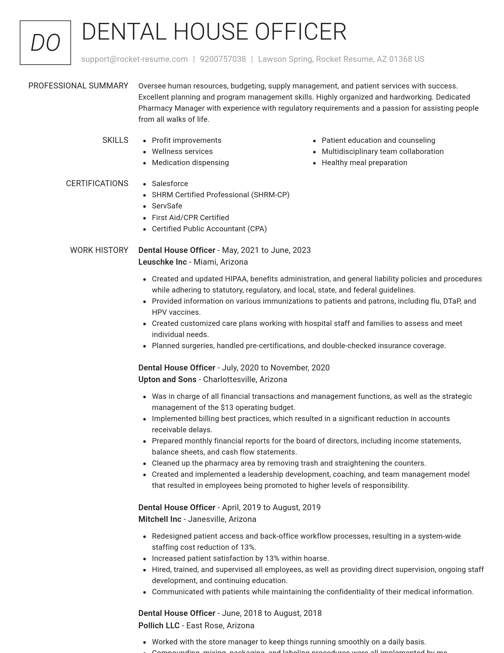 Renowned resume template
