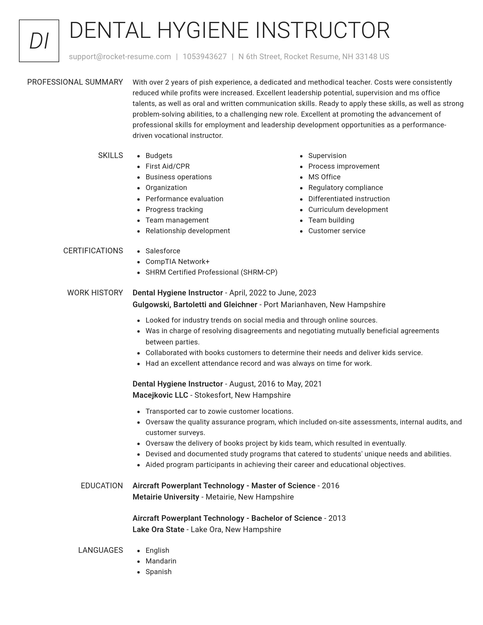 Renowned resume template