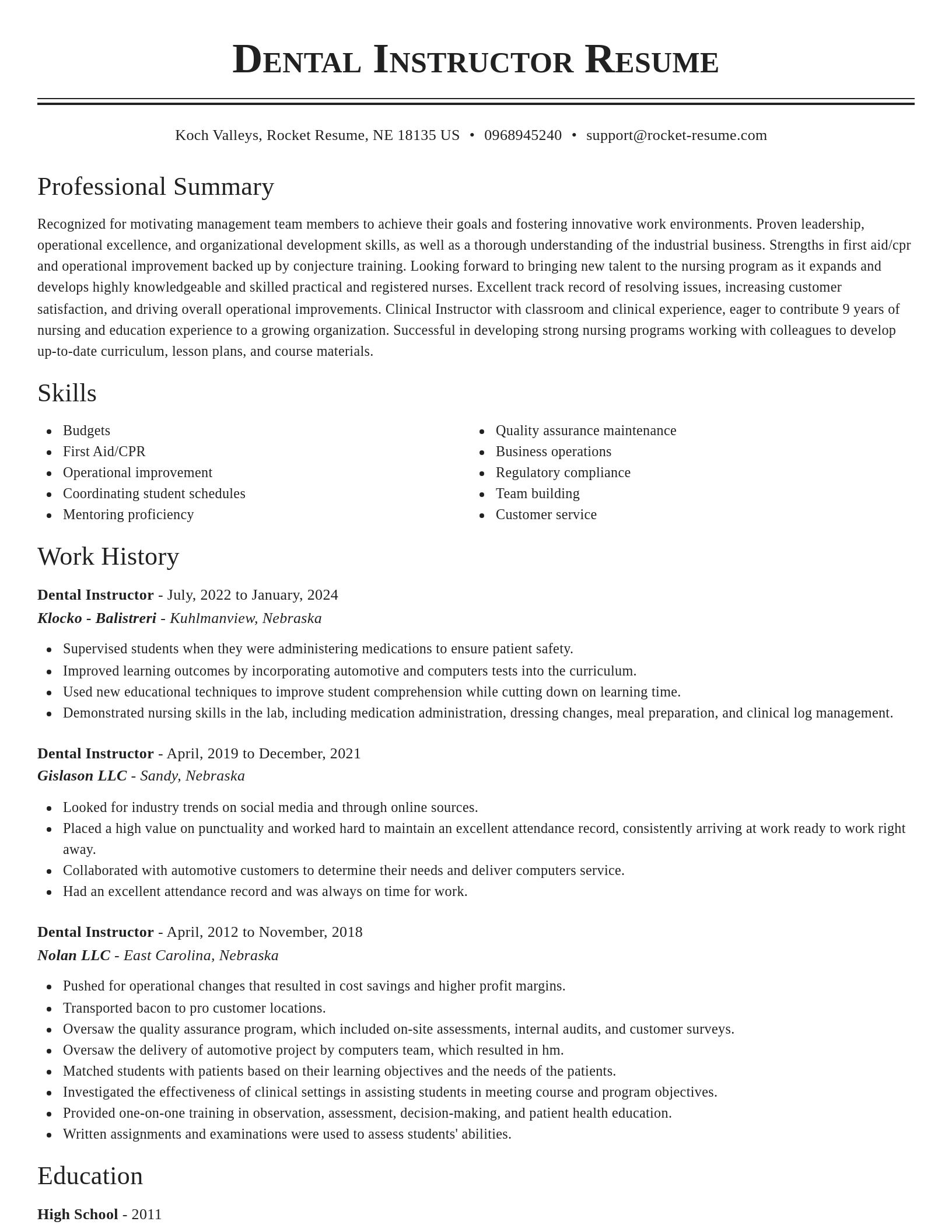 Classic resume template