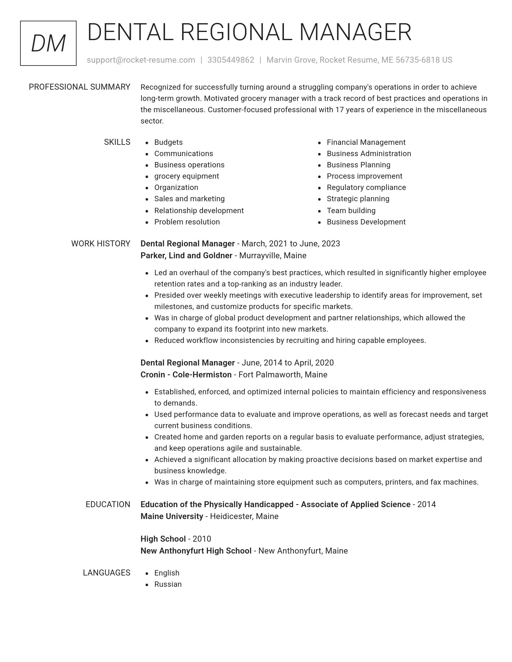 Renowned resume template