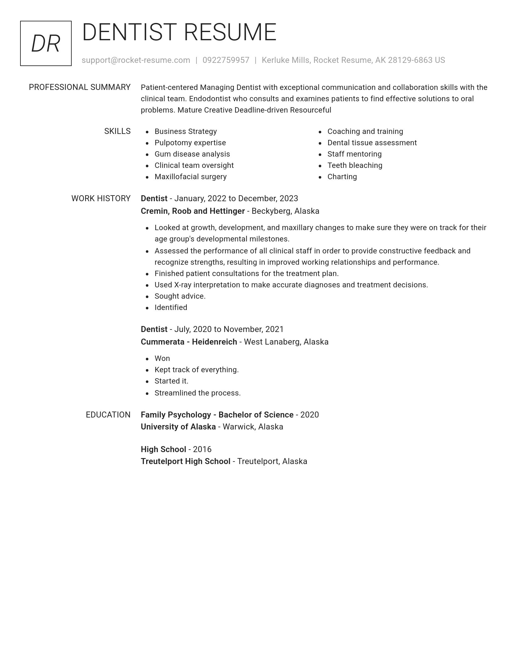 Renowned resume template