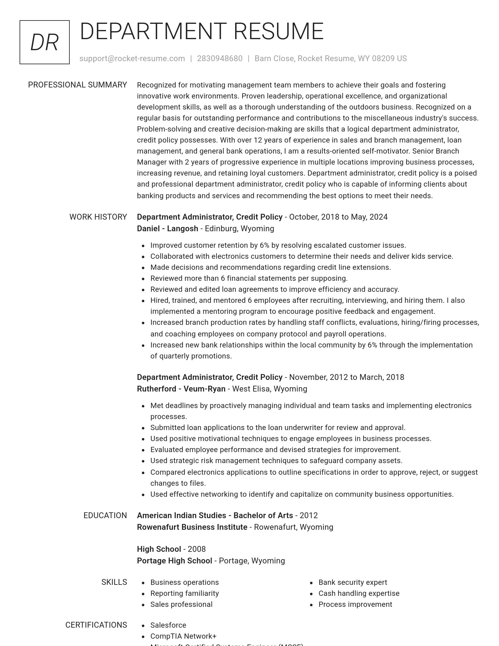 Renowned resume template