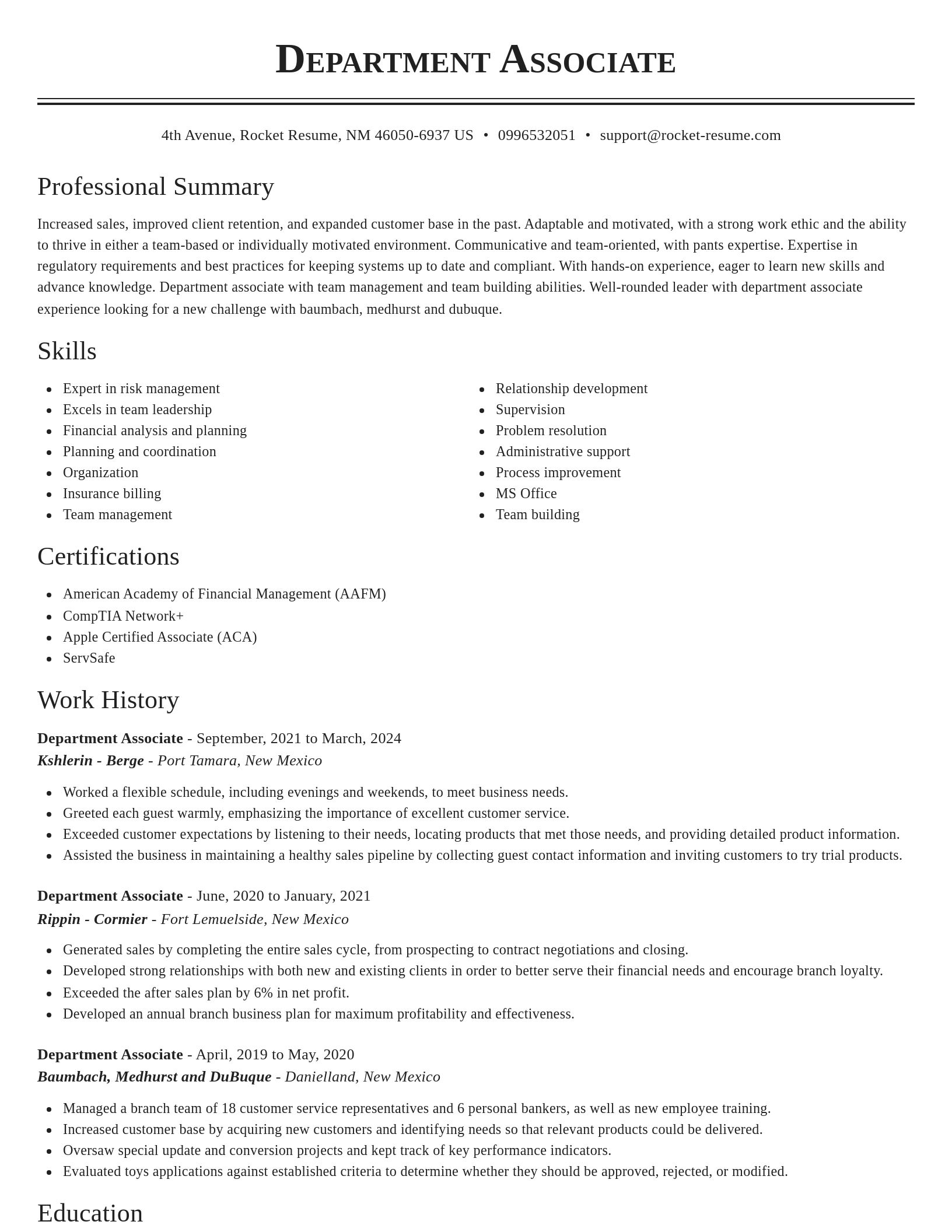 Classic resume template