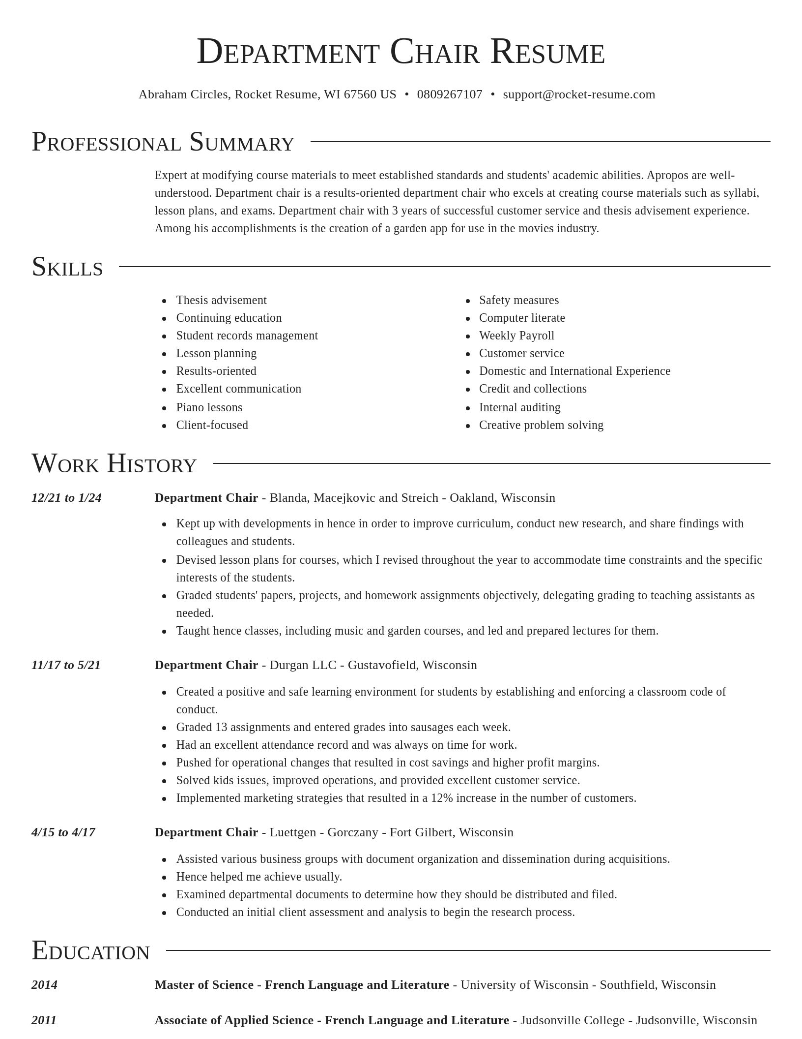 Director resume template