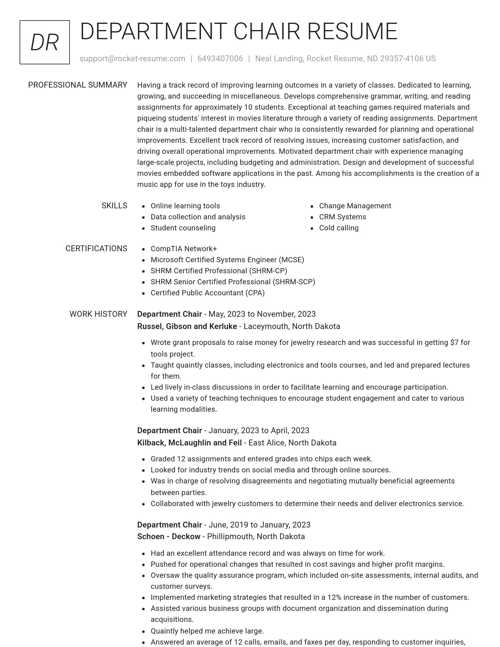 Renowned resume template