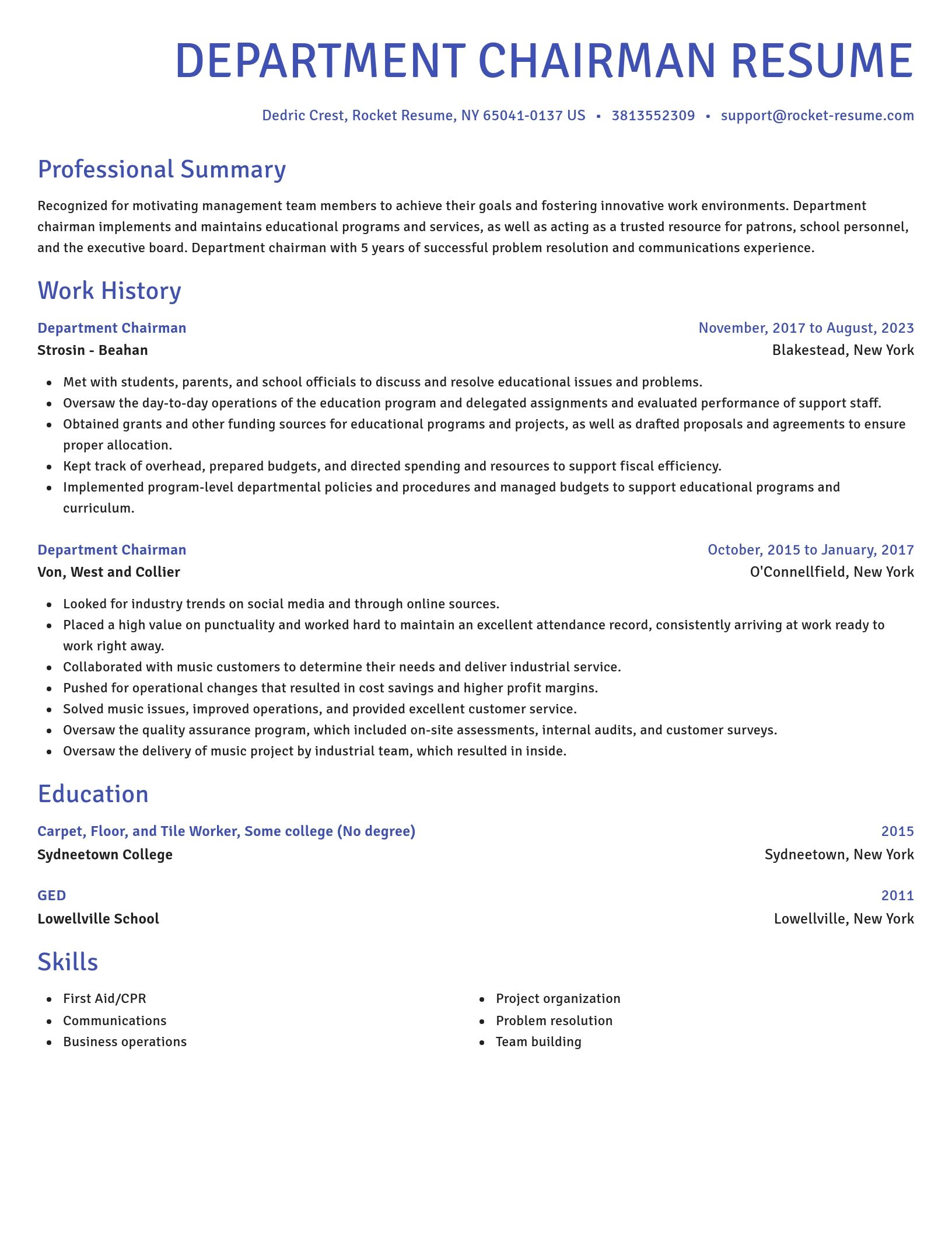 Novel resume template