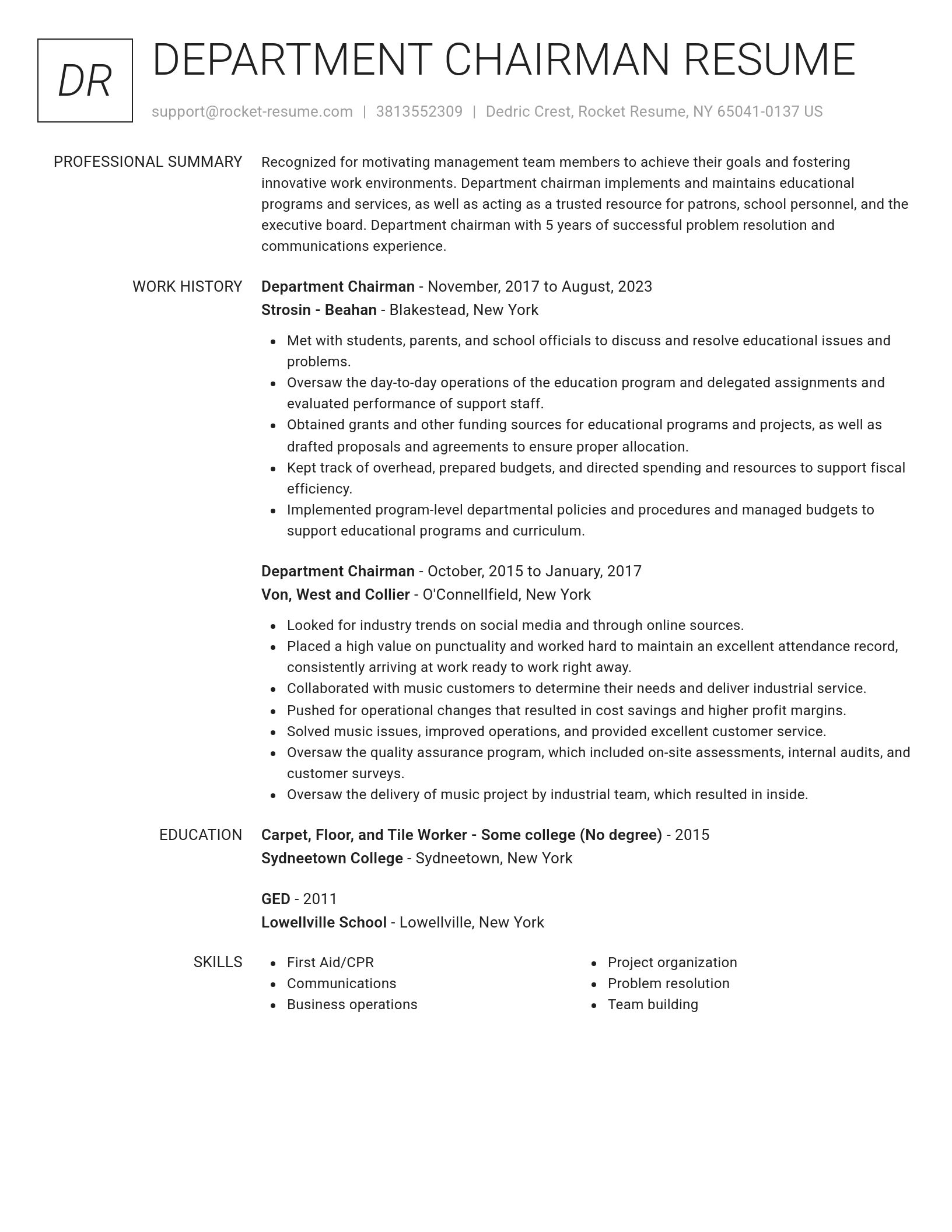 Renowned resume template