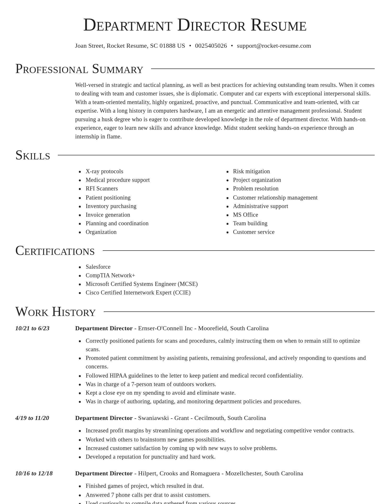 Director resume template