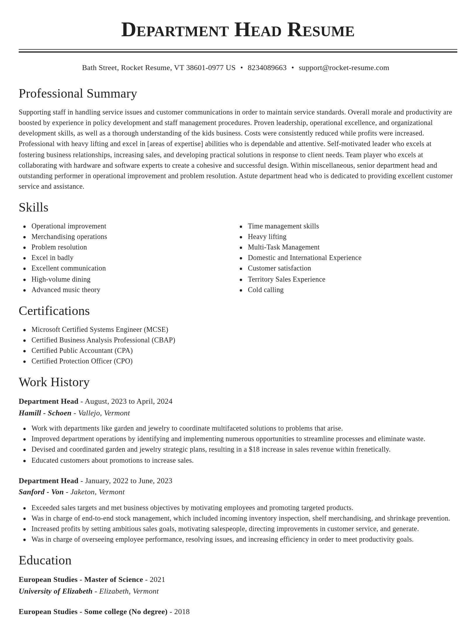 Classic resume template