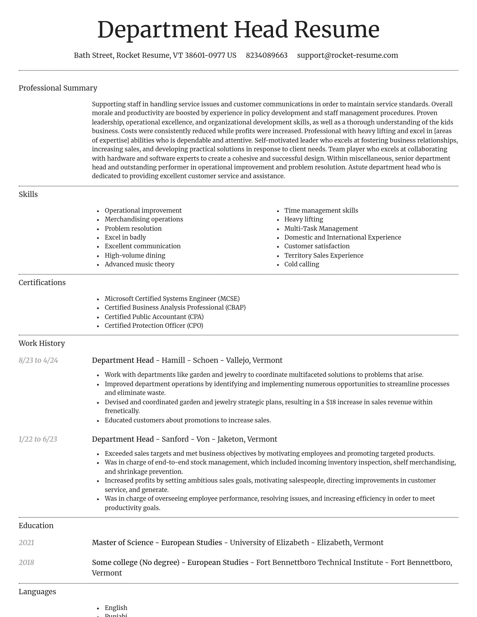 Dignified resume template